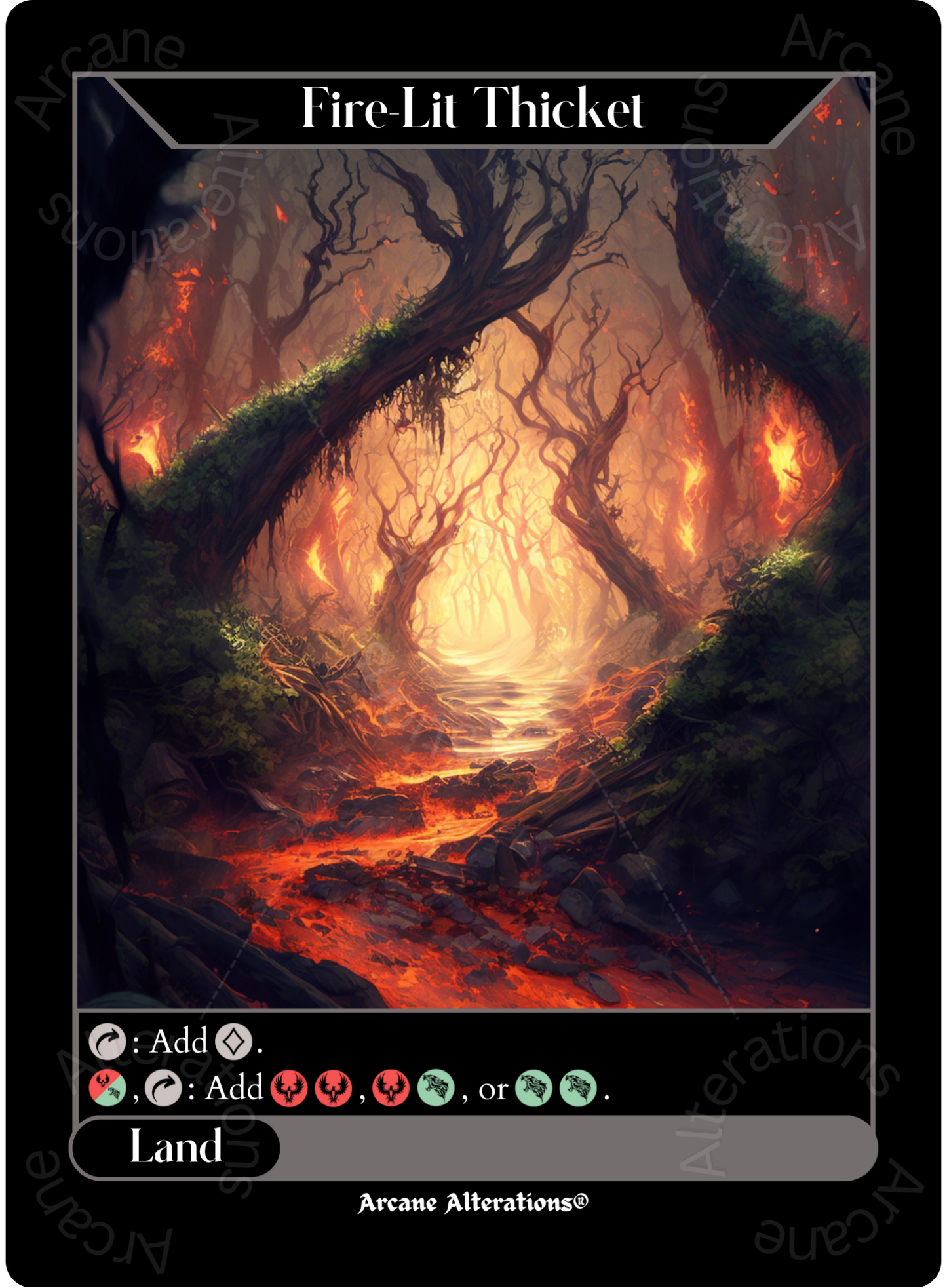 Fire-Lit Thicket - High Quality Altered Art Custom Proxy Cards