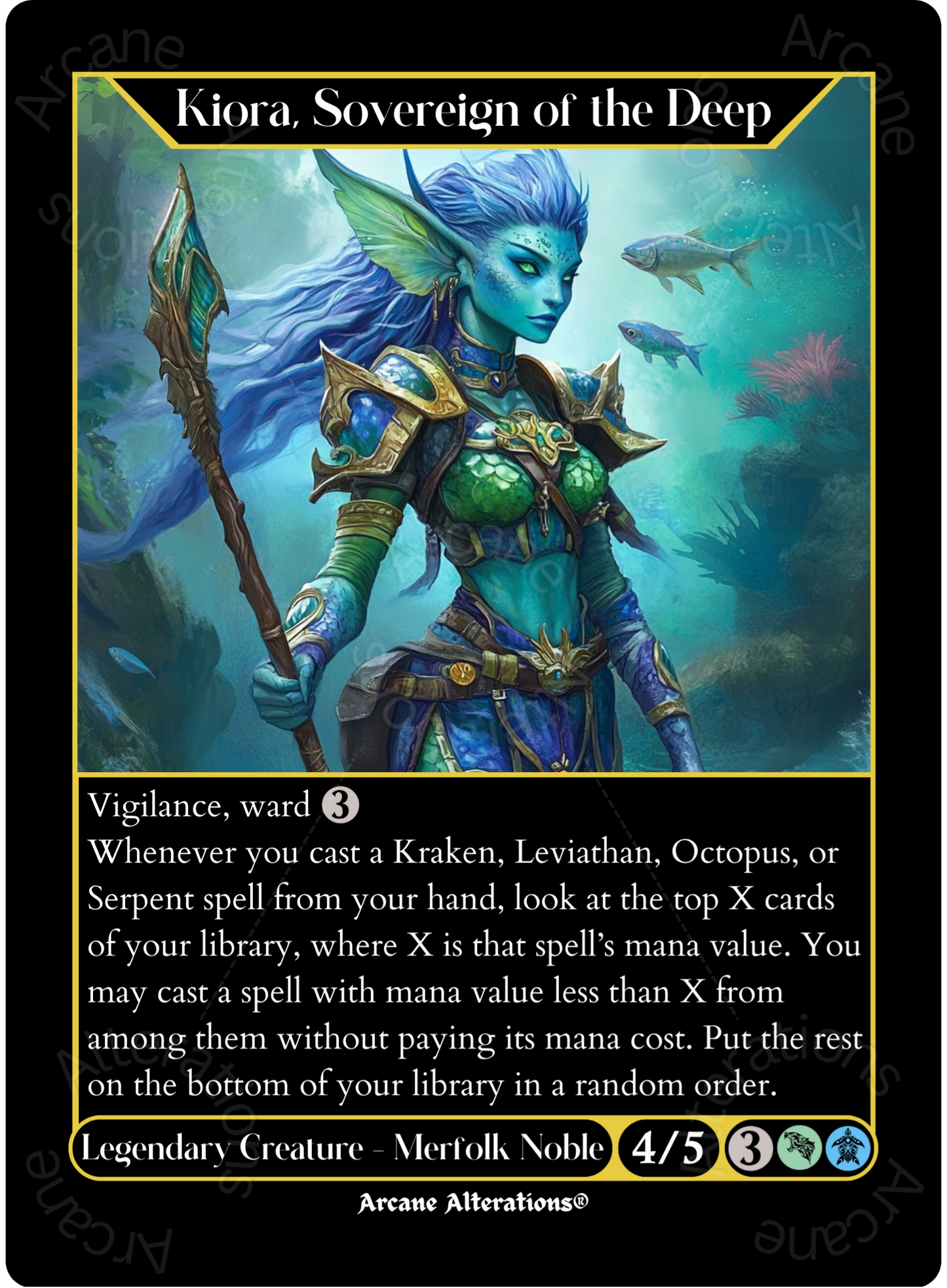 Kiora, Sovereign of the Deep - High Quality Altered Art Custom Proxy Cards
