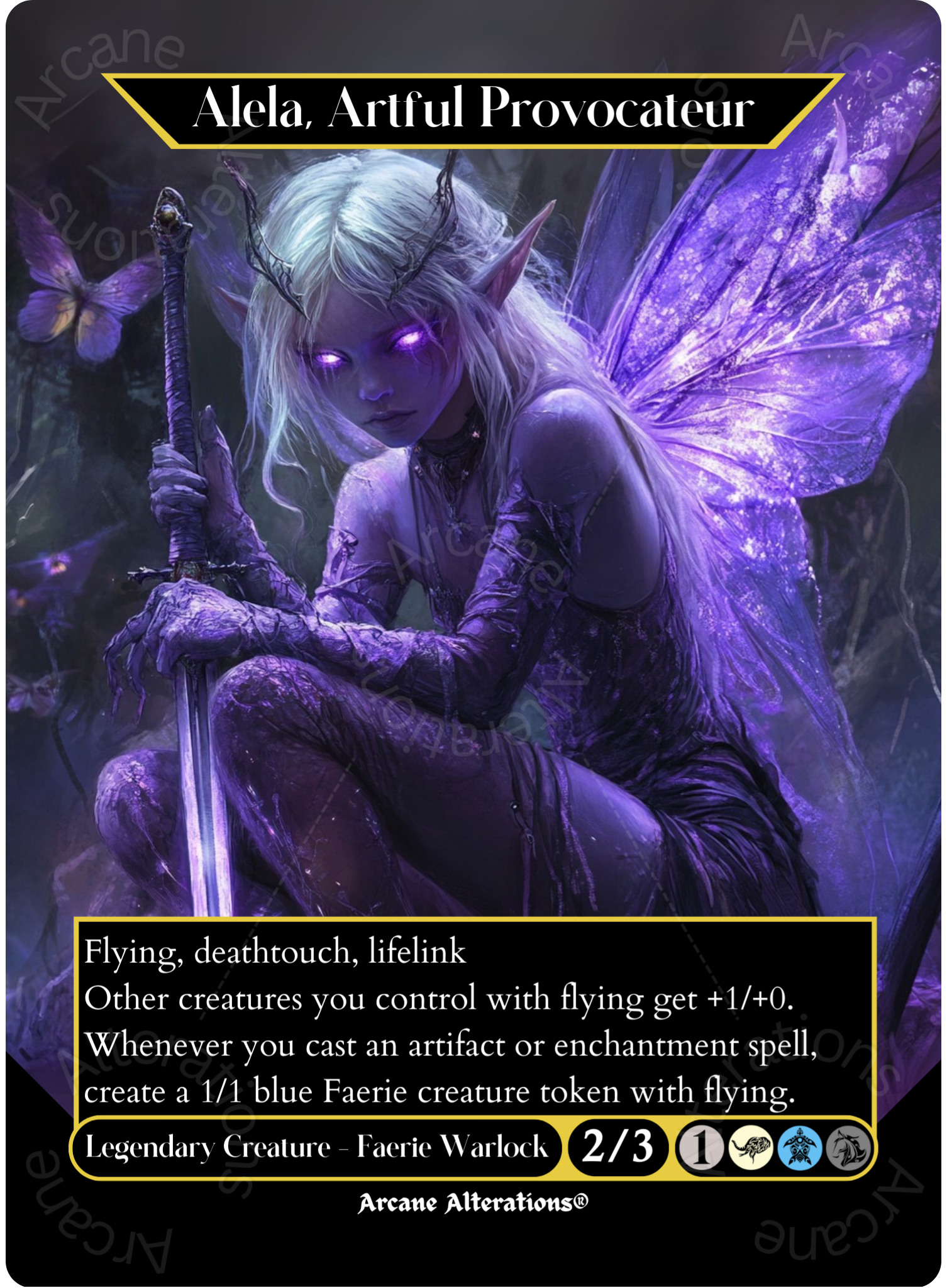 Alela, Artful Provocateur - Full Art Altered Art Custom Proxy Cards Alela, Artful Provocateur - Full Art Altered Art Custom Proxy Cards