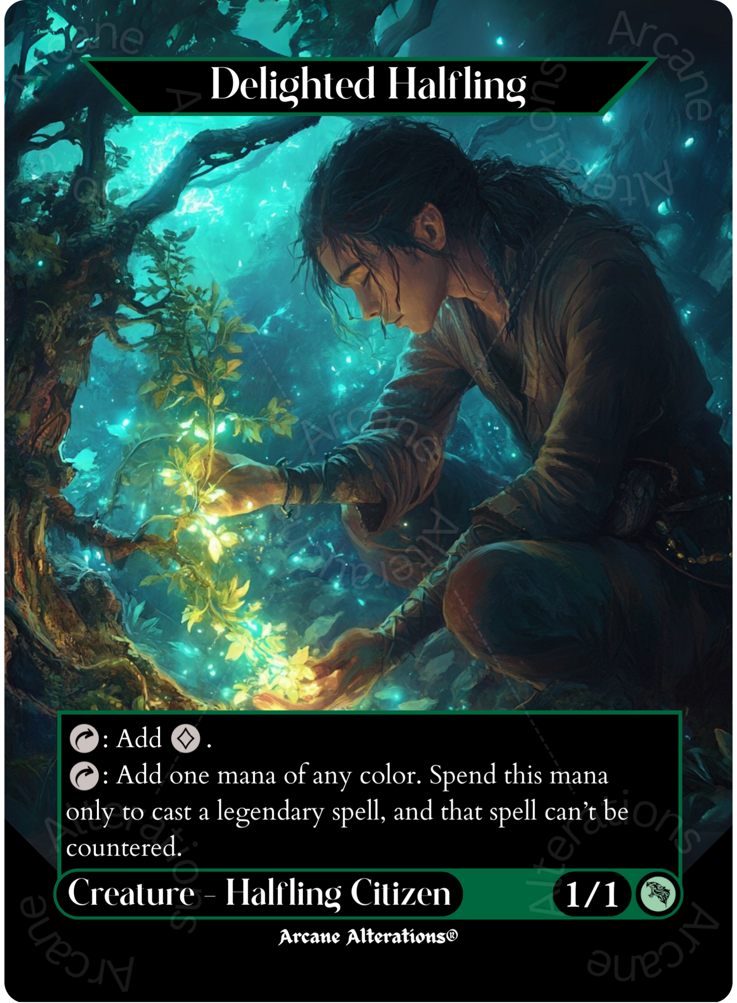 Delighted Halfling - Full Art Altered Art Custom Proxy Cards