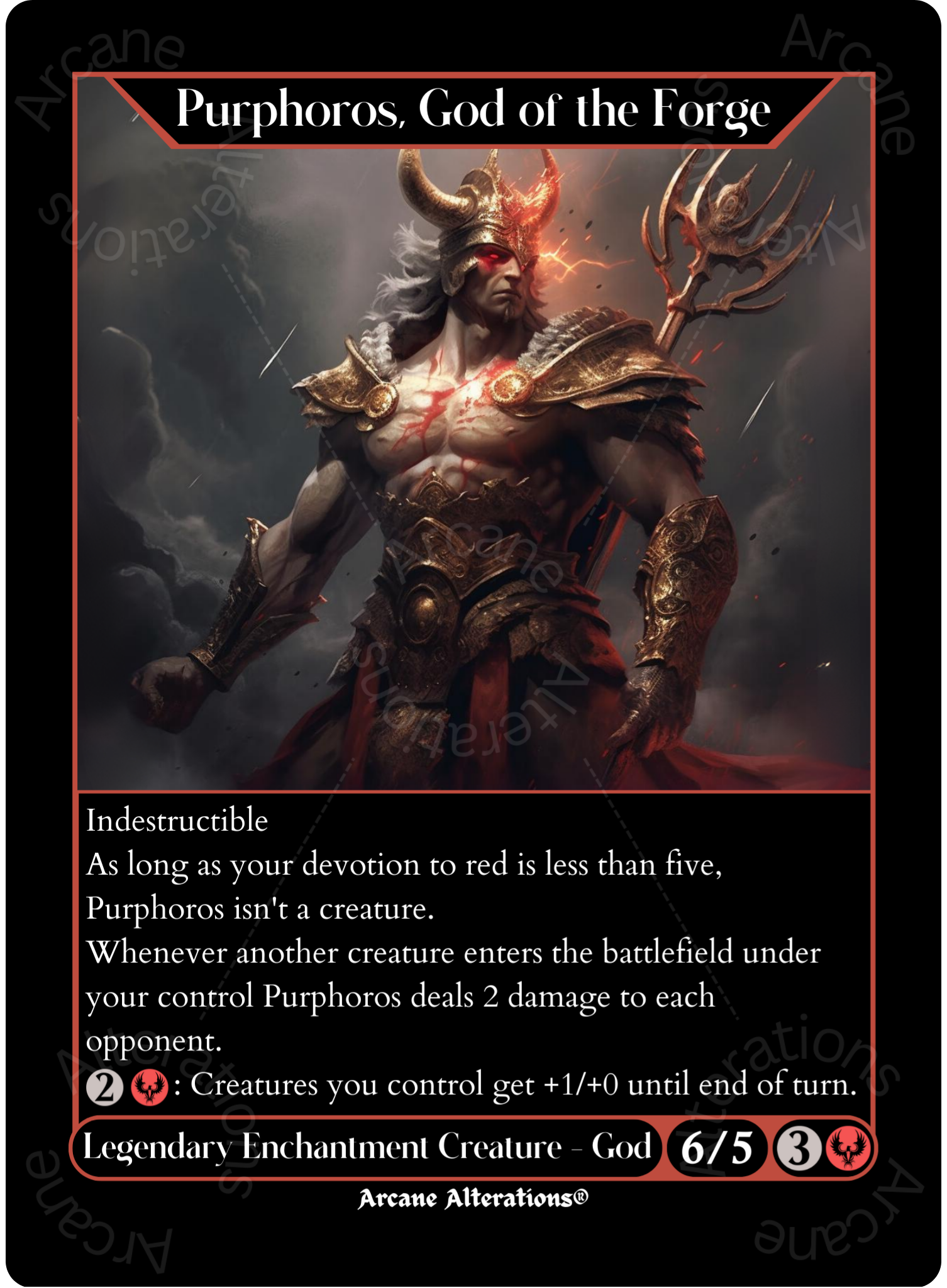 Purphoros, God of the Forge - High Quality Altered Art Custom Proxy Ca Arcane Alterations Purphoros, God of the Forge - High Quality Altered Art Custom Proxy Ca Arcane Alterations