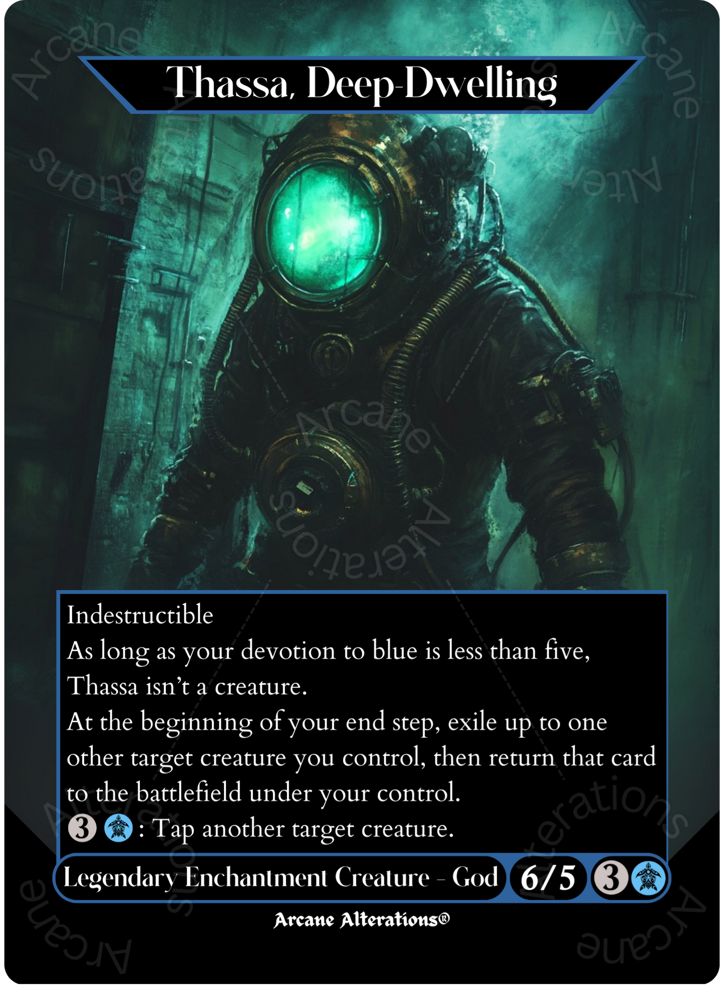 Thassa, Deep-Dwelling - Full Art Altered Art Custom Proxy Cards