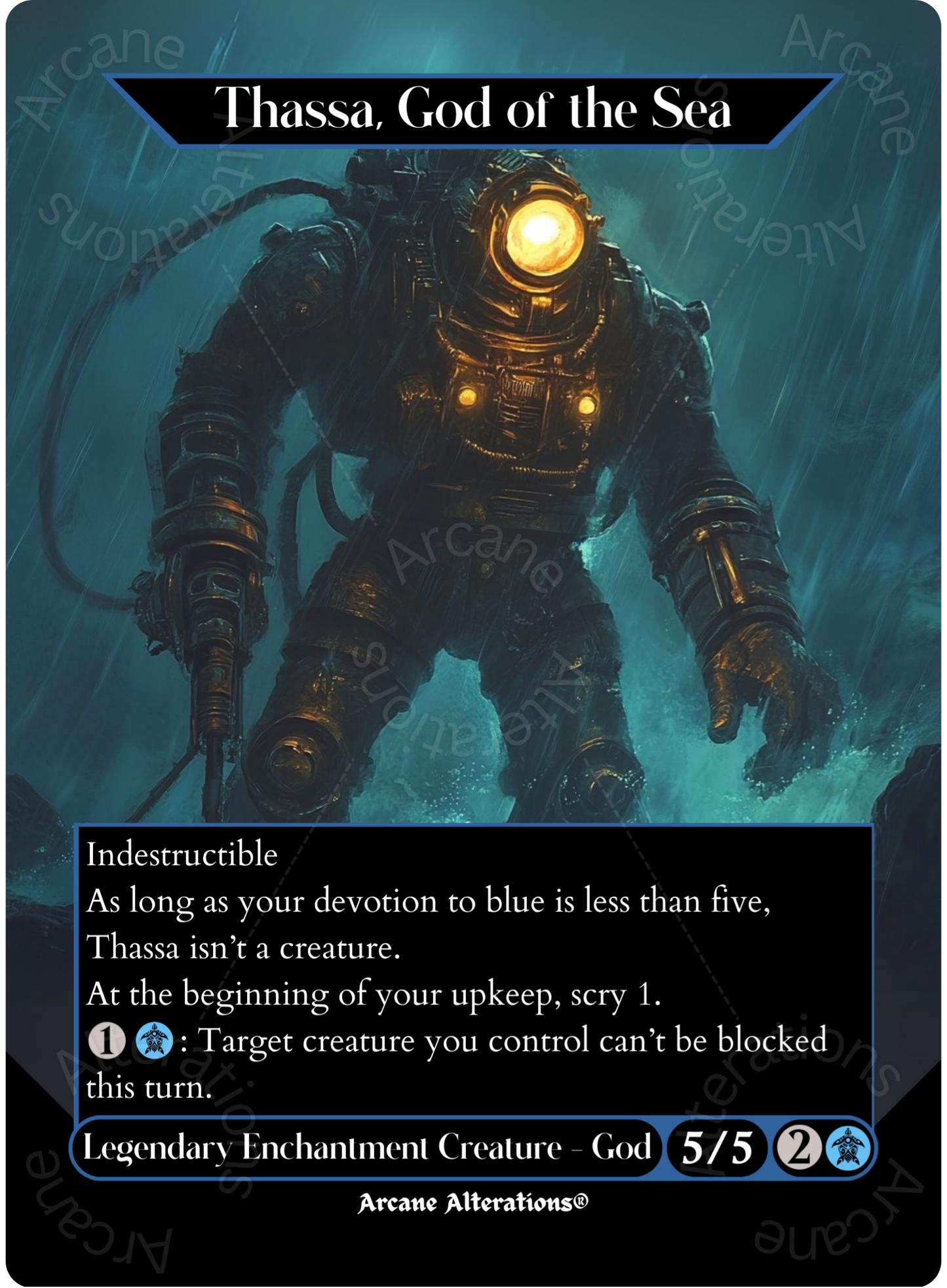 Thassa, God of the Sea - Full Art Altered Art Custom Proxy Cards
