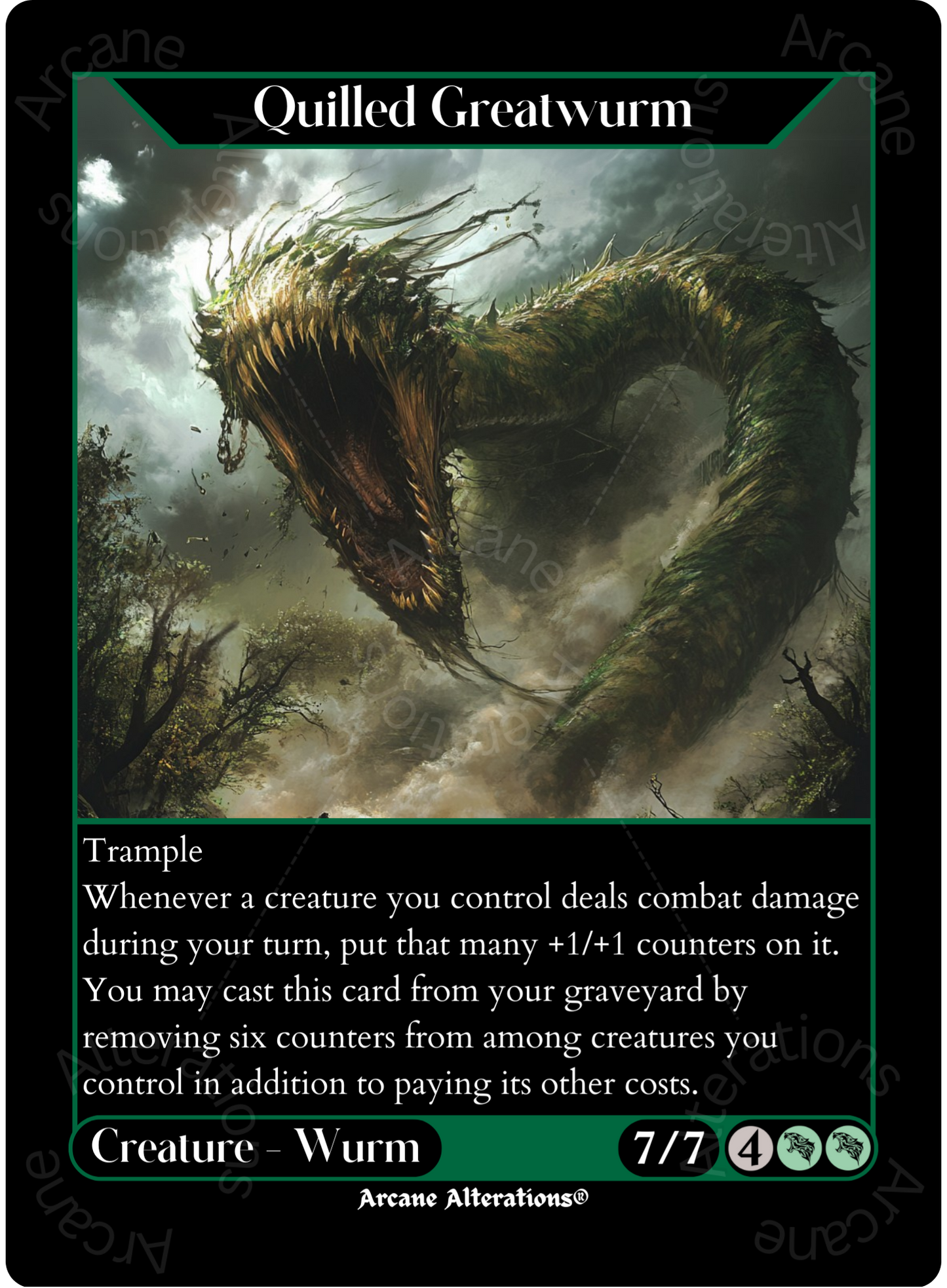 Quilled Greatwurm - High Quality Altered Art Custom Proxy Cards