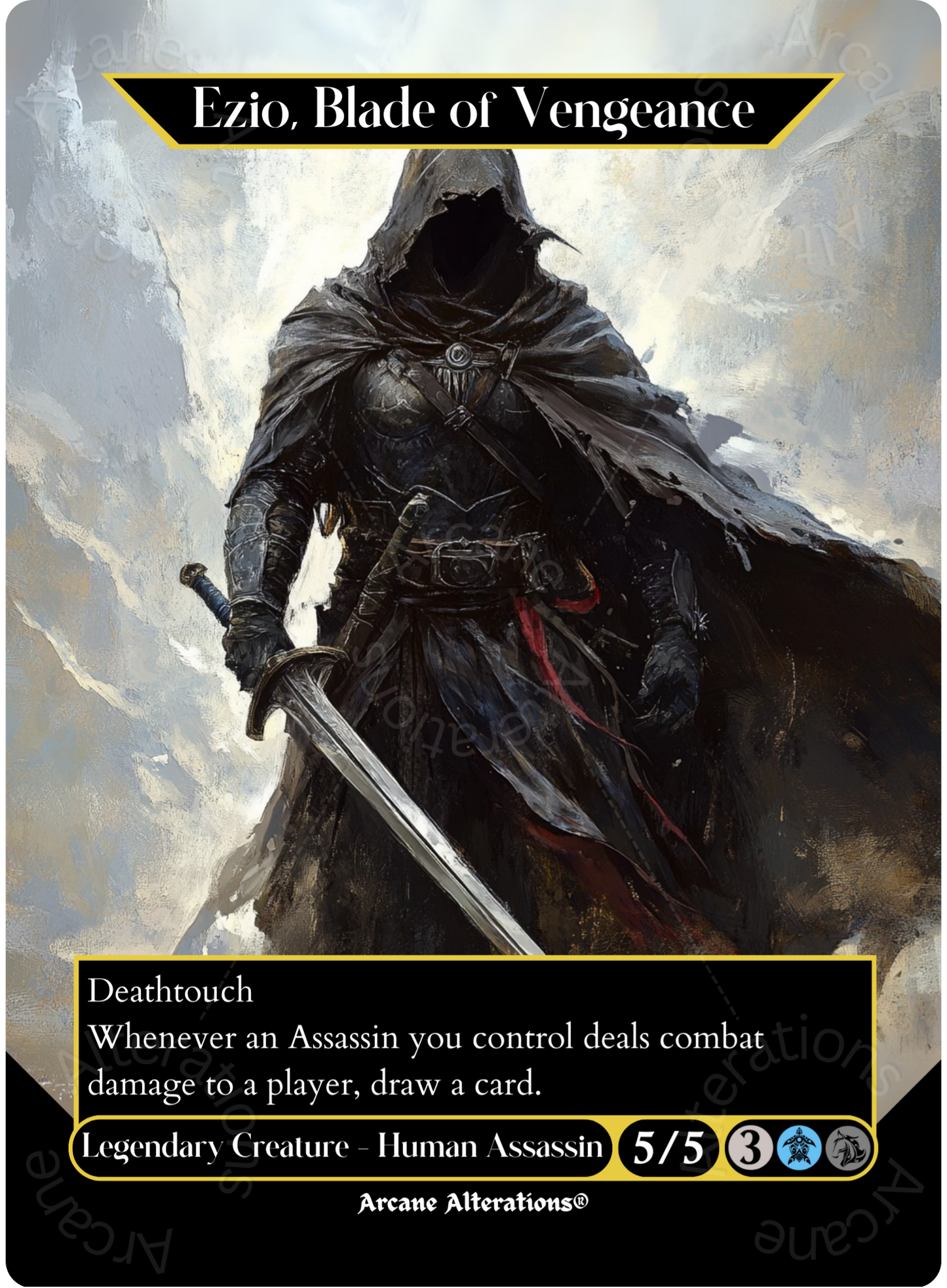 Ezio, Blade of Vengeance - Full Art Altered Art Custom Proxy Cards