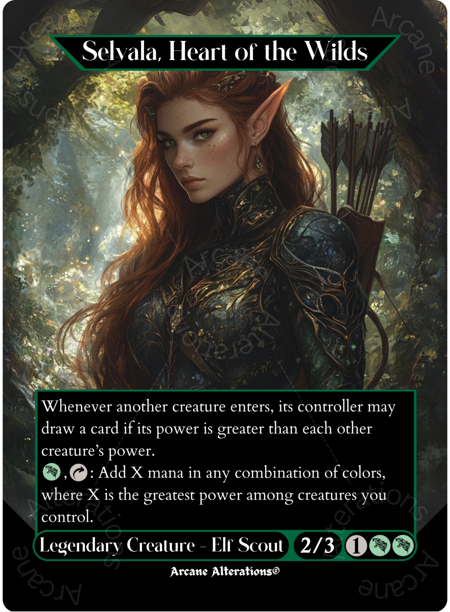 Selvala, Heart of the Wilds - Full Art Altered Art Custom Proxy Cards