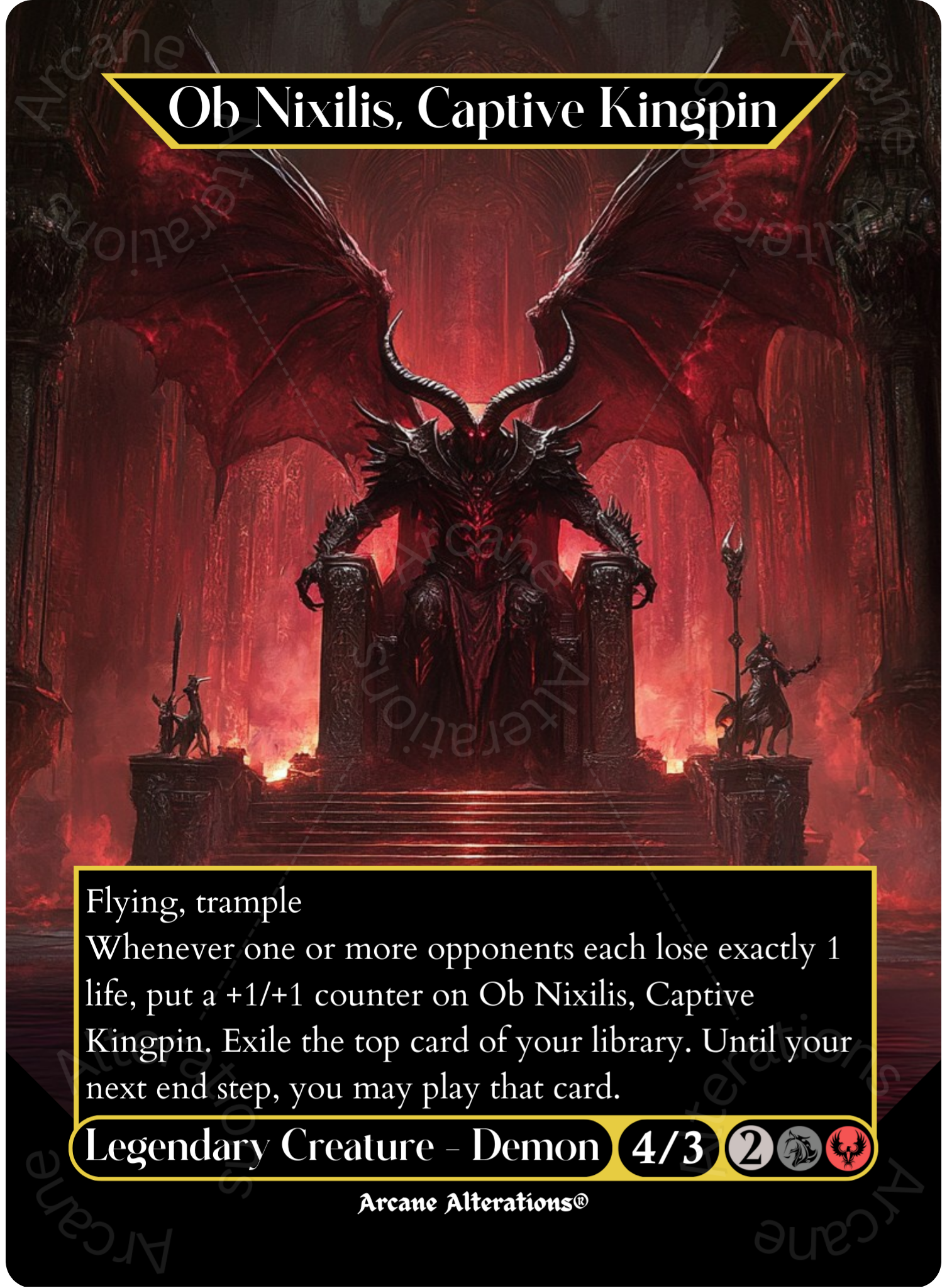 Ob Nixilis, Captive Kingpin - Full Art Altered Art Custom Proxy Cards Ob Nixilis, Captive Kingpin - Full Art Altered Art Custom Proxy Cards