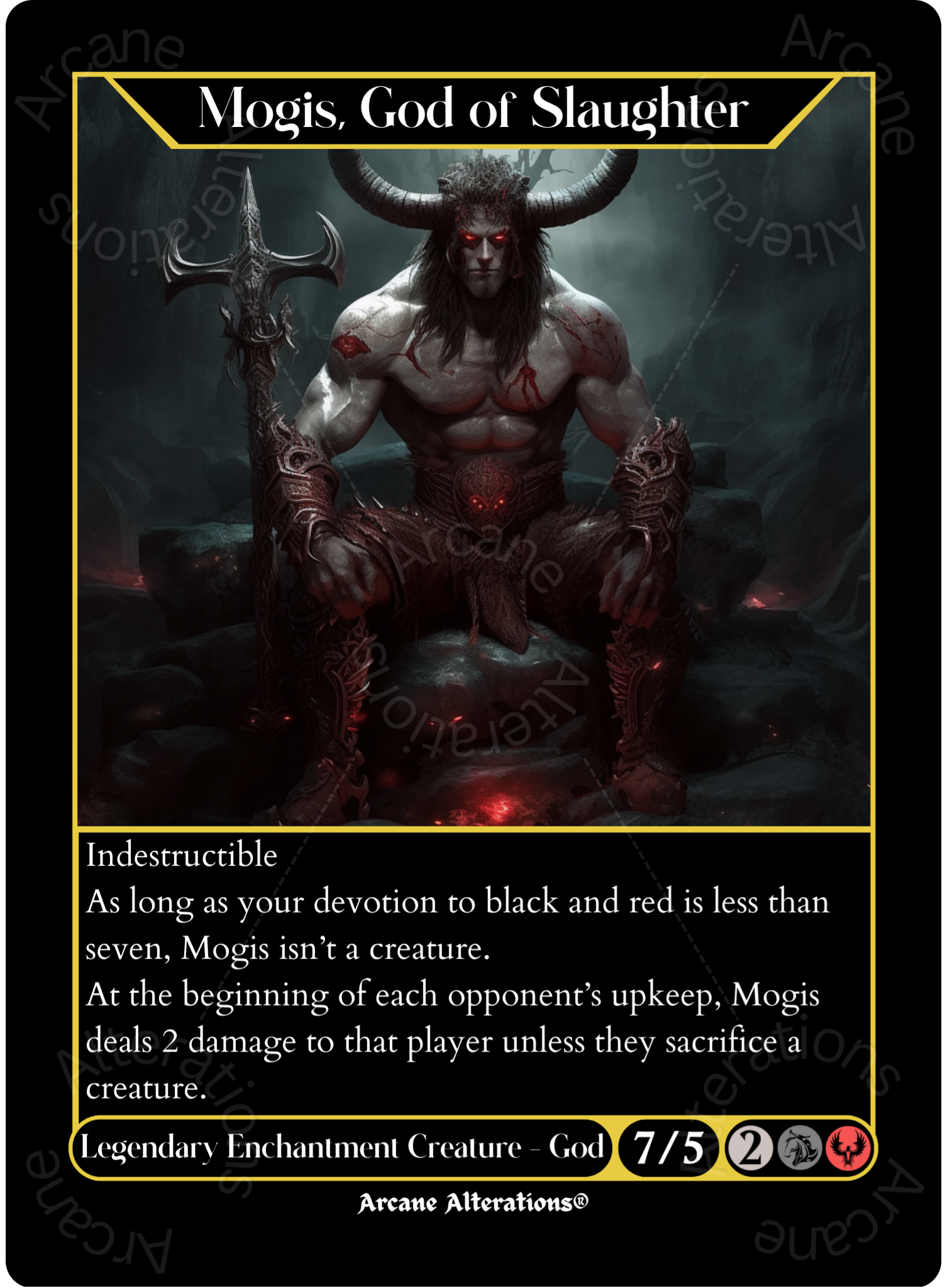 Mogis, God of Slaughter - High Quality Altered Art Custom Proxy Cards Arcane Alterations Mogis, God of Slaughter - High Quality Altered Art Custom Proxy Cards Arcane Alterations