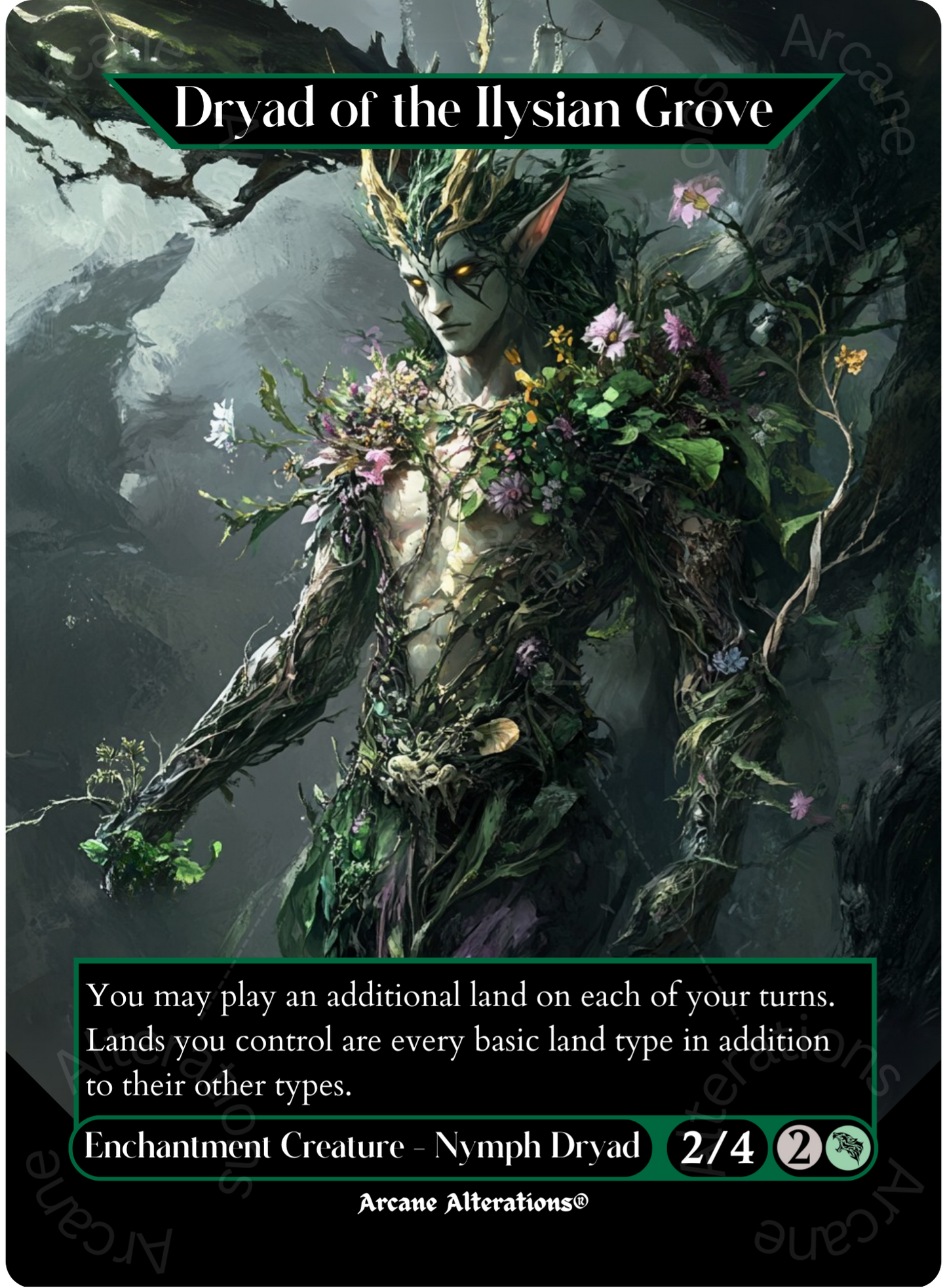 Dryad of the Ilysian Grove - Full Art Altered Art Custom Proxy Cards