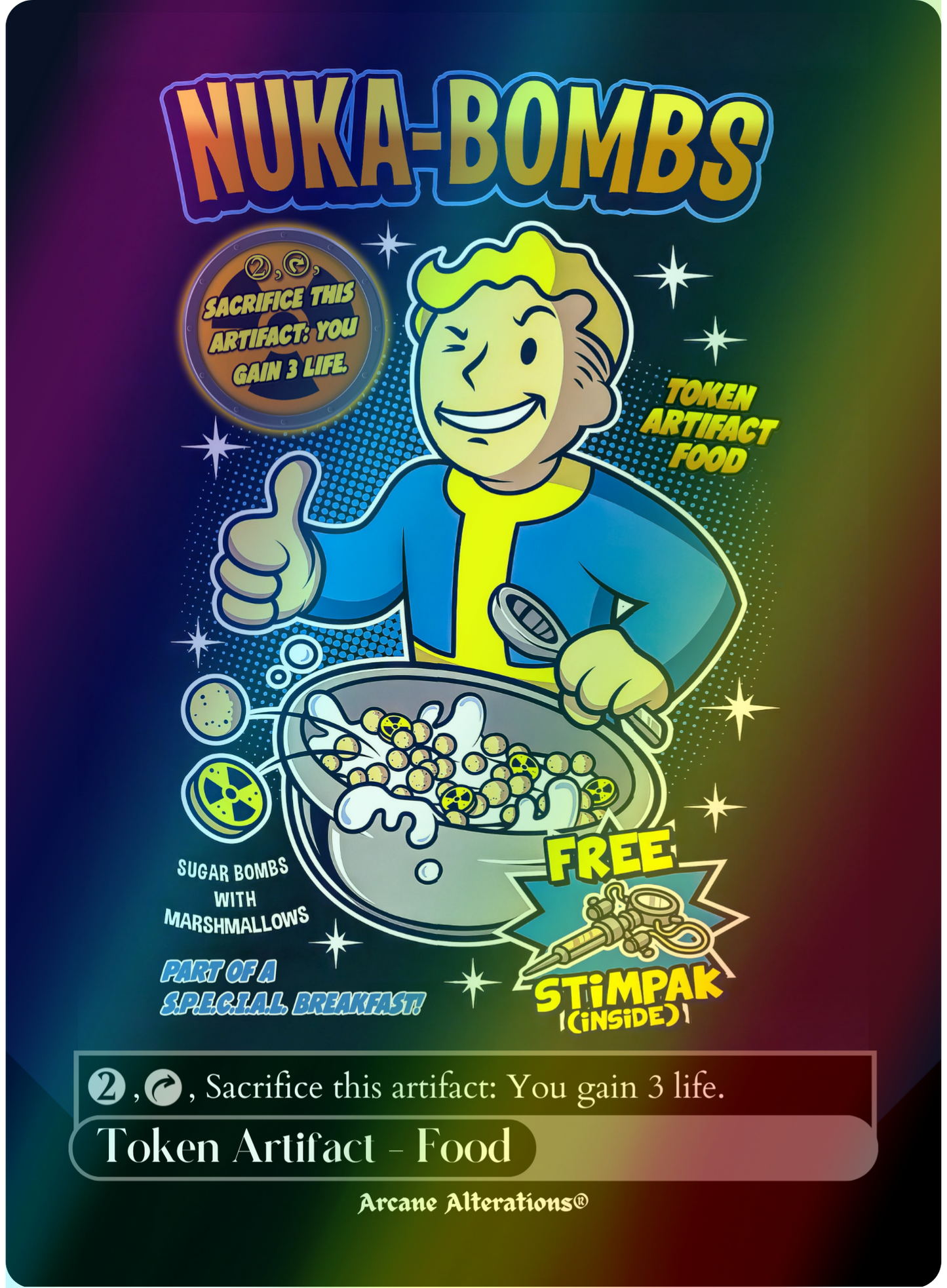 Food Token Nuka-Bombs Fallout Crossover - Full Art Altered Art Custom Proxy Cards