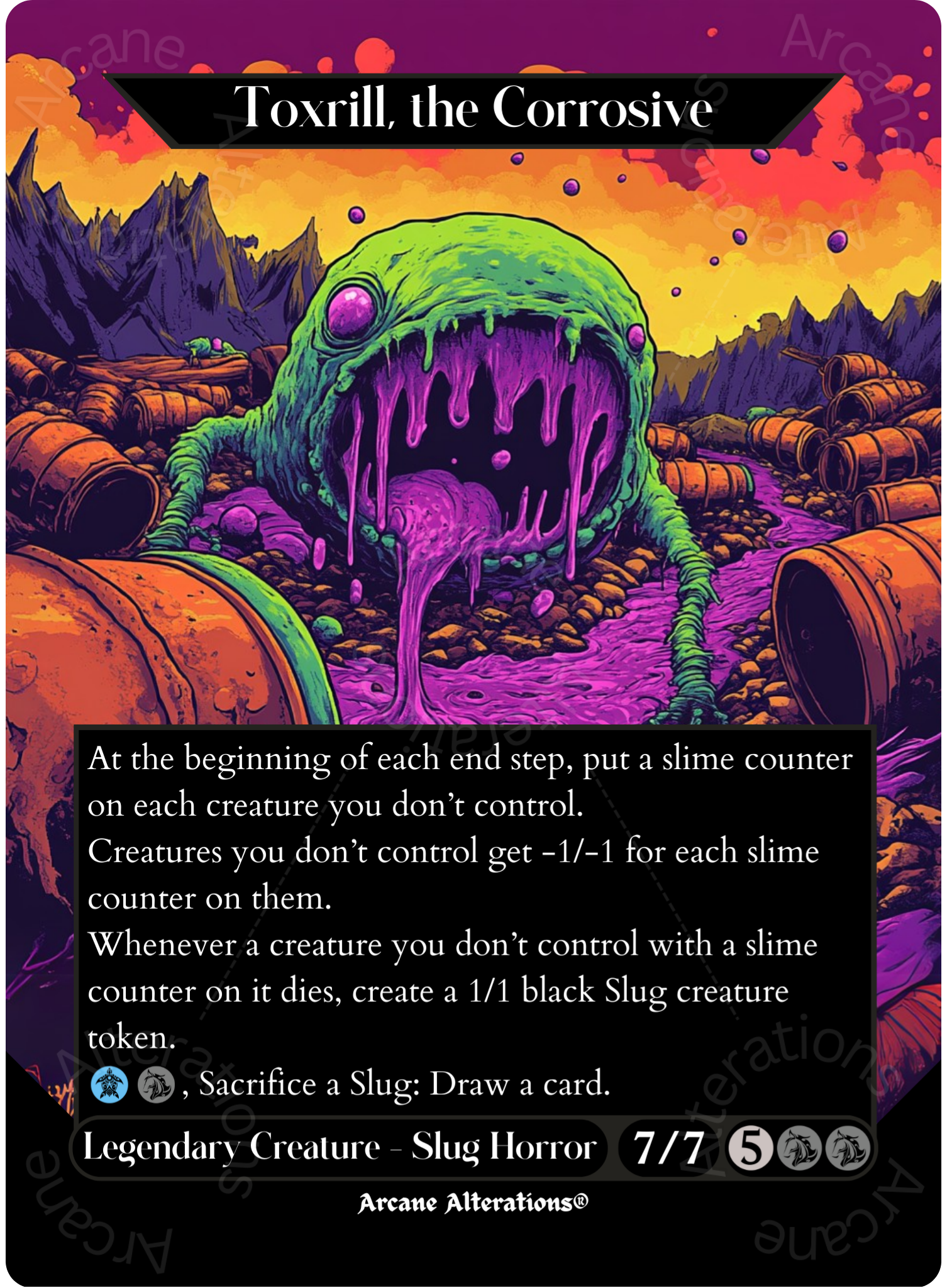 Toxrill, the Corrosive - Full Art Altered Art Custom Proxy Cards Arcane Alterations Toxrill, the Corrosive - Full Art Altered Art Custom Proxy Cards Arcane Alterations