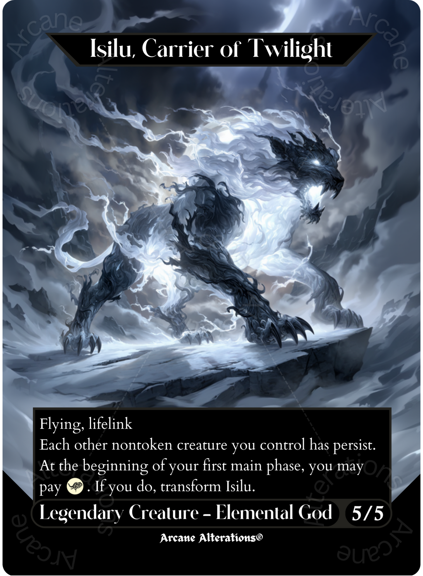 Eirdu, Carrier of Dawn / Isilu, Carrier of Twilight - Full Art Altered Art Custom Proxy Cards