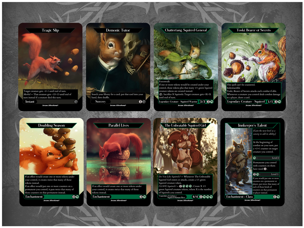 Squirrel 8-Card Discount Bundle - Full Art Altered Art Custom Proxy Cards