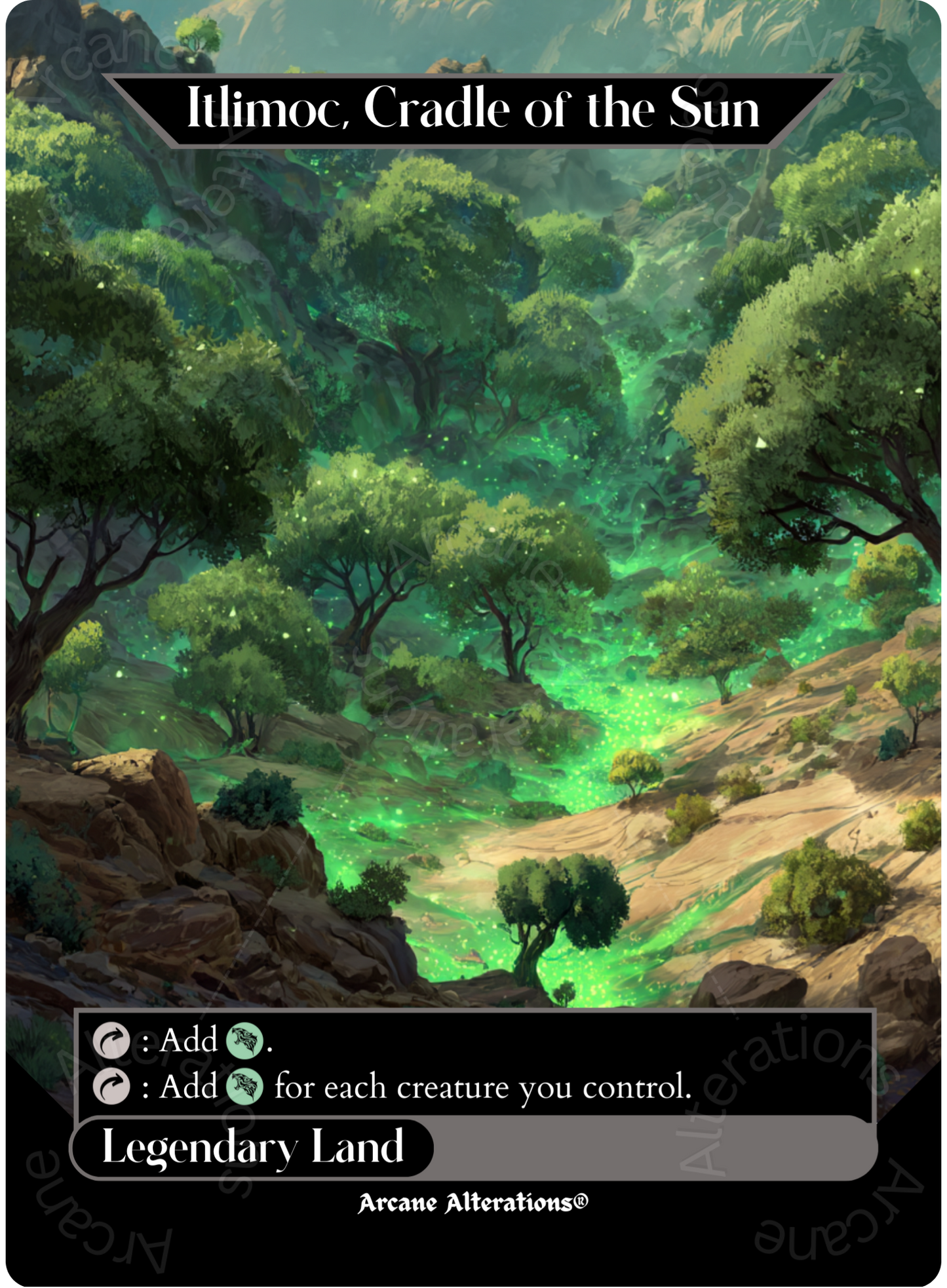 Growing Rites of Itlimoc / Itlimoc, Cradle of the Sun - Full Art Altered Art Custom Proxy Cards