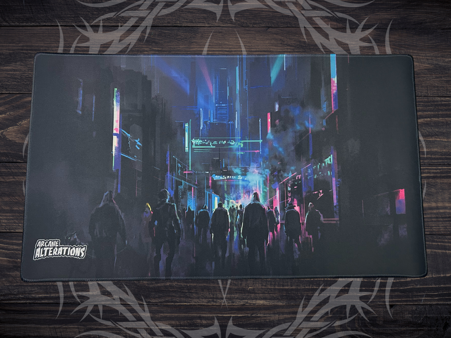 Cyberpunk City Stitched Edge Playmat 24"x14" (2mm)