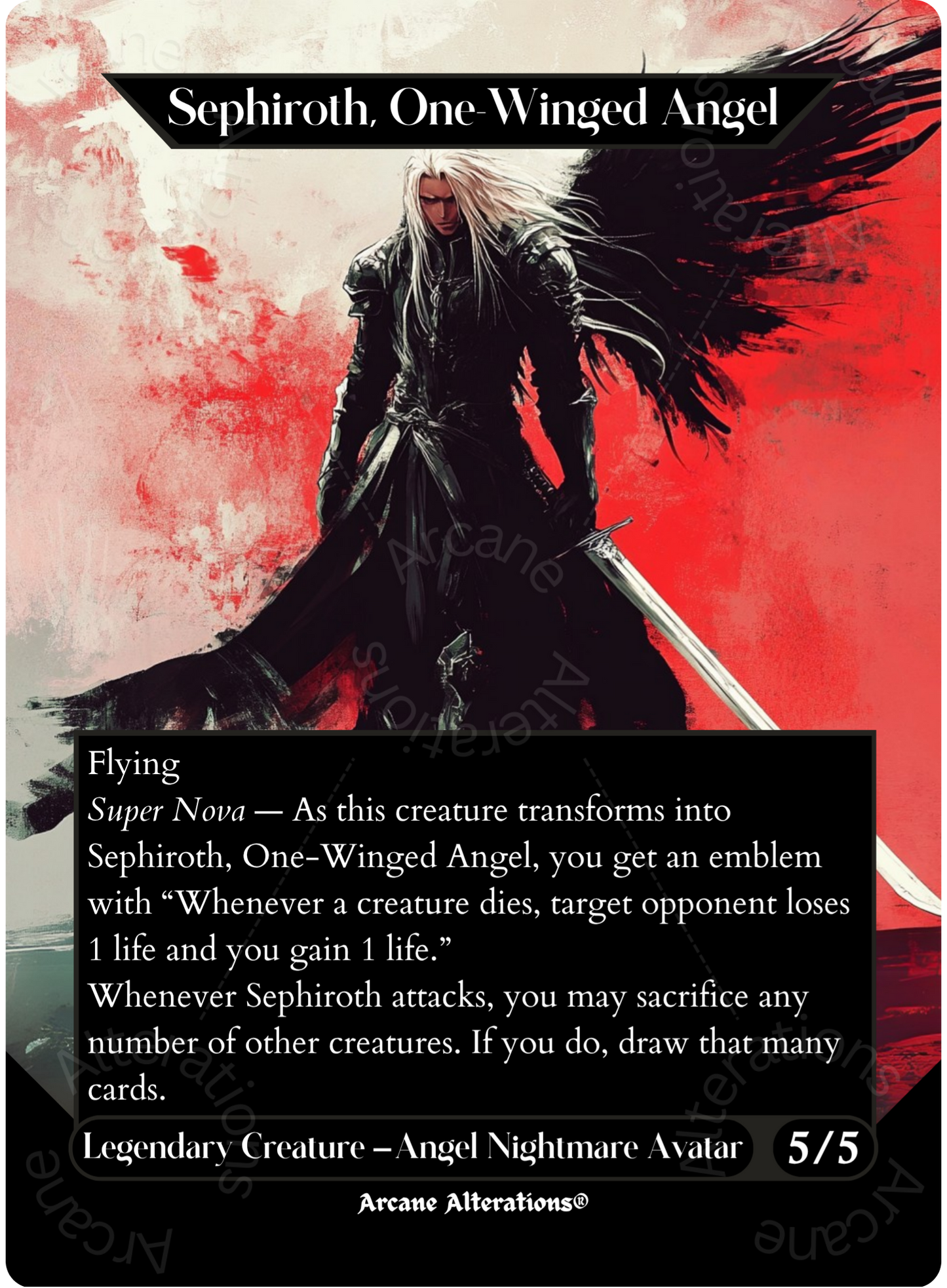 Sephiroth, Fabled SOLDIER / Sephiroth, One-Winged Angel - Full Art Altered Art Custom Proxy Cards