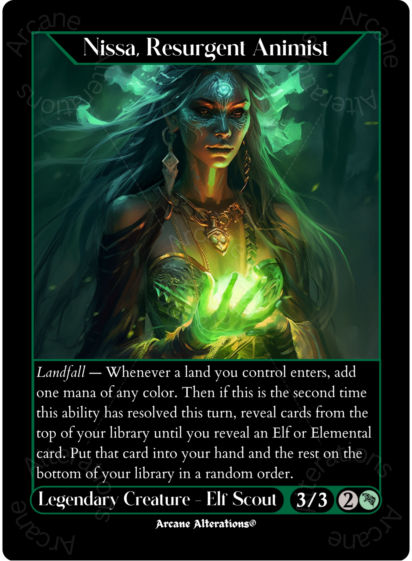 Nissa, Resurgent Animist - High Quality Altered Art Custom Proxy Cards