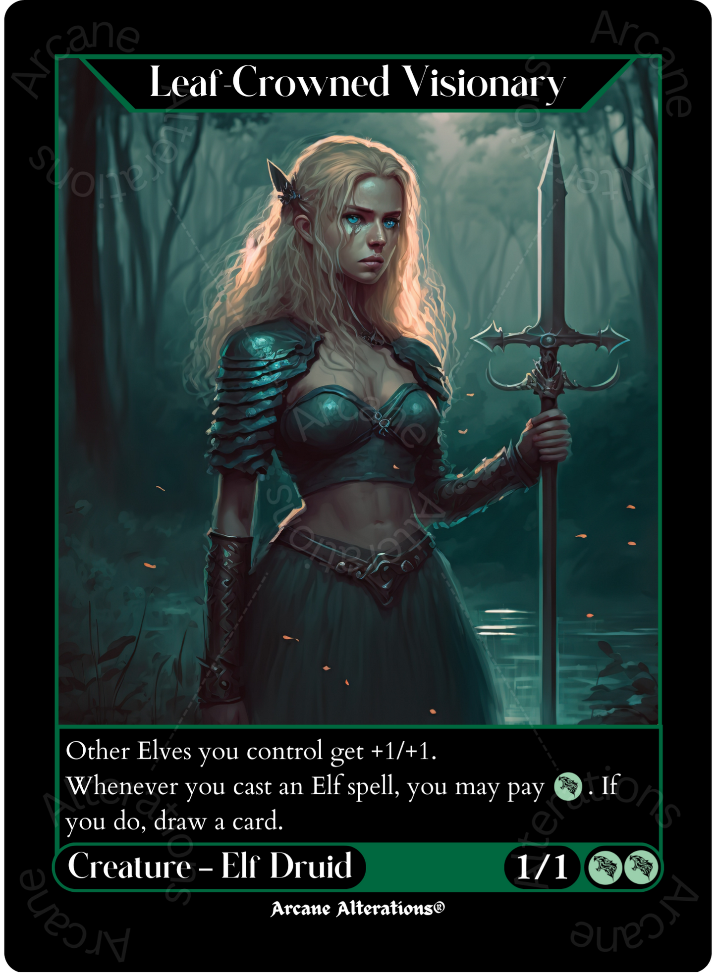 Leaf-Crowned Visionary - High Quality Altered Art Custom Proxy Cards
