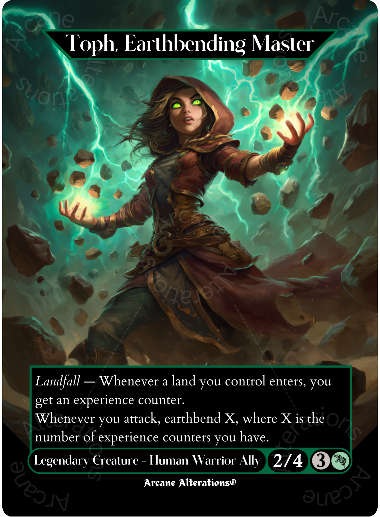 what trasparency for full art mtg cards Toph, Earthbending Master