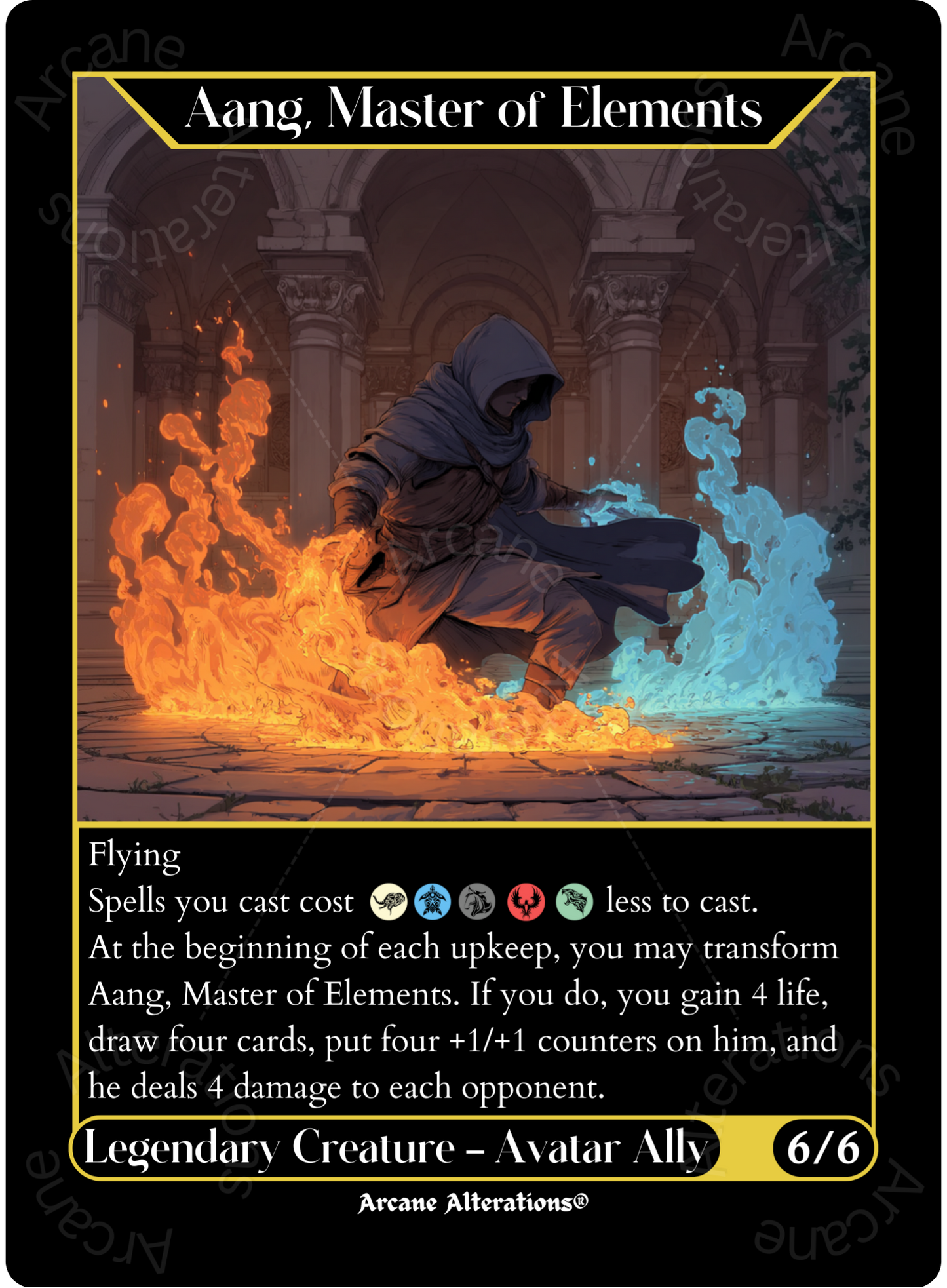 Avatar Aang / Aang, Master of Elements - High Quality Altered Art Custom Proxy Cards