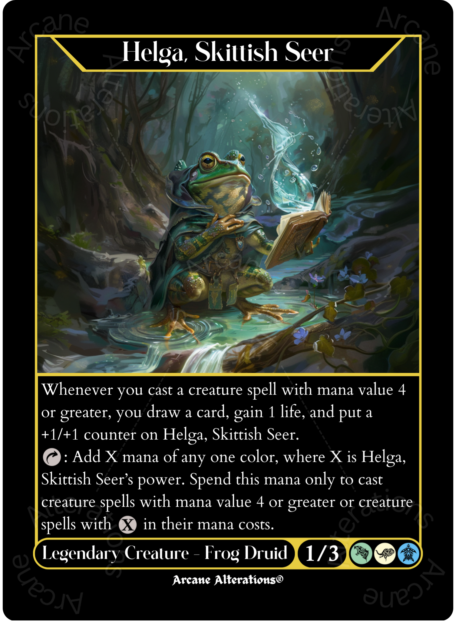 what trasparency for full art mtg cards Helga, Skittish Seer
