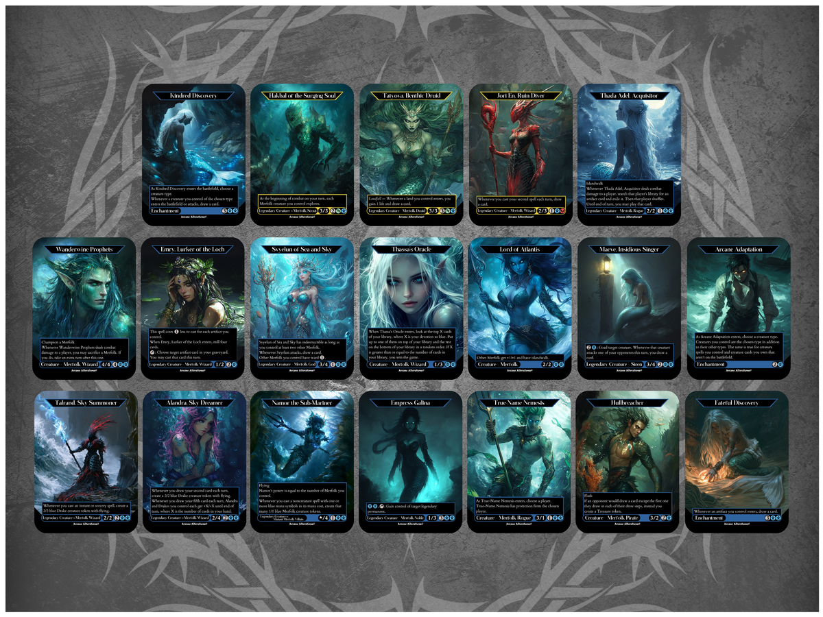 Merfolk 19-Card Discount Bundle - Full Art Altered Art Custom Proxy Cards