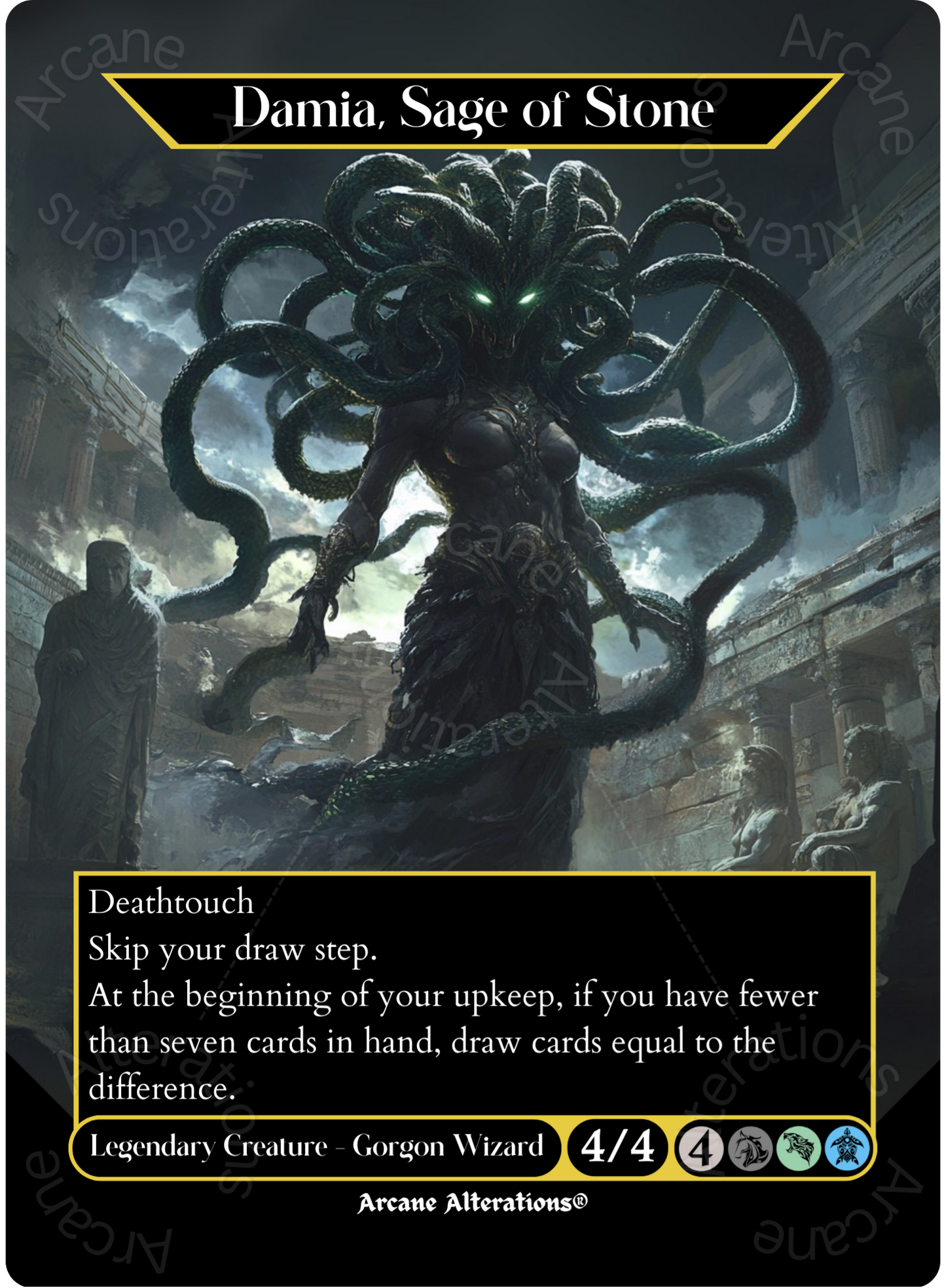 Damia, Sage of Stone - Full Art Altered Art Custom Proxy Cards