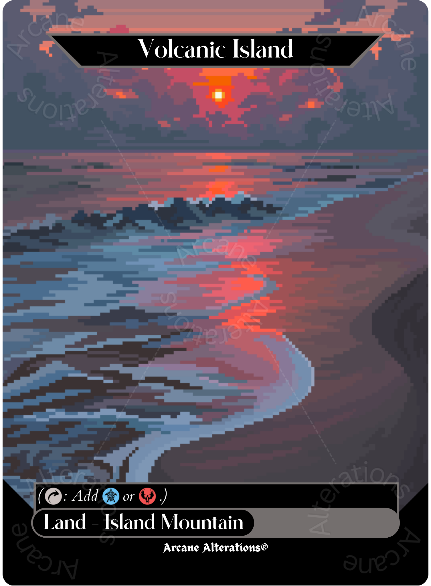 island cards mtg Volcanic Island - Full Art Altered Art Custom Proxy Cards