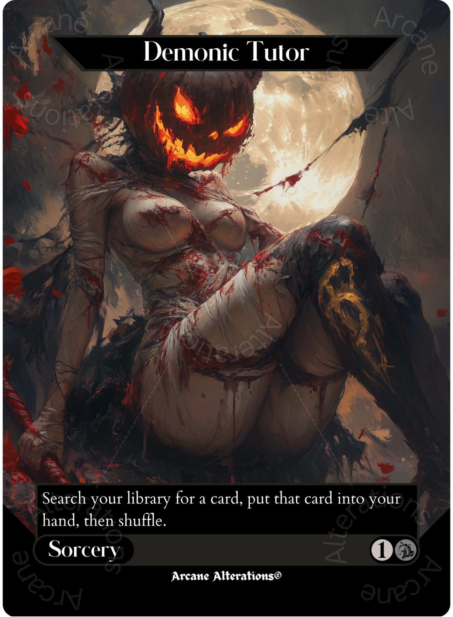 Demonic Tutor - Full Art Altered Art Custom Proxy Cards