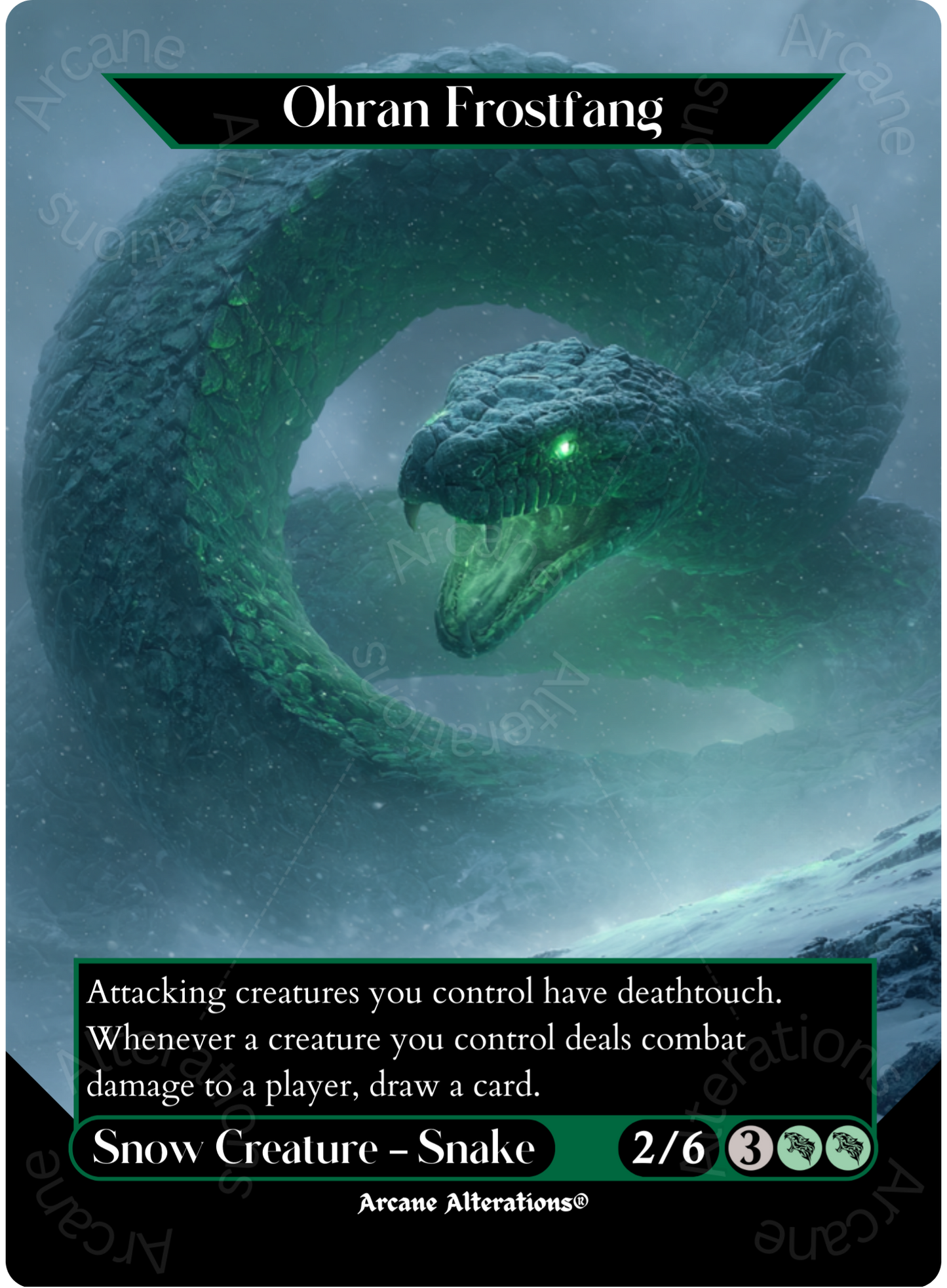 Ohran Frostfang - Full Art Altered Art Custom Proxy Cards