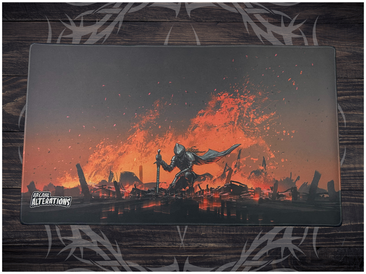 Kneeling Knight Stitched Edge Playmat 24"x14" (2mm)