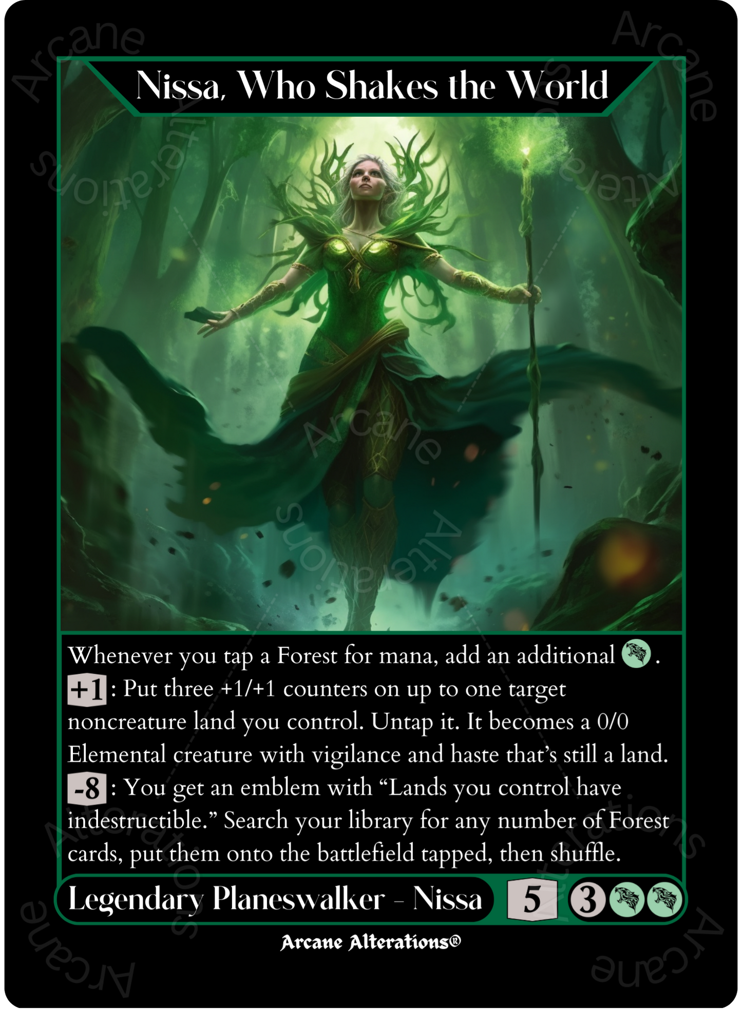 Nissa, Who Shakes the World - High Quality Altered Art Custom Proxy Cards