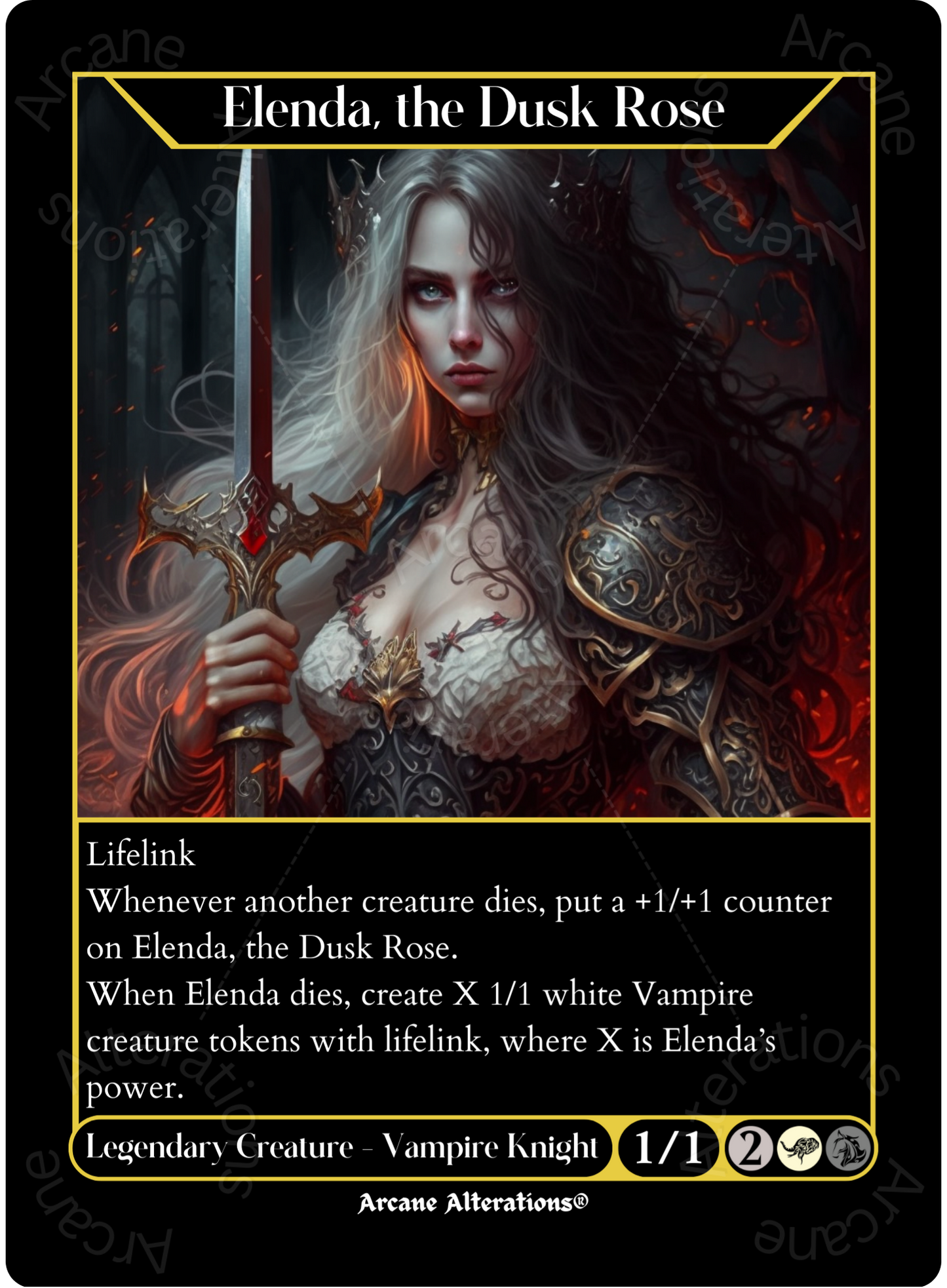 Elenda, the Dusk Rose - High Quality Altered Art Custom Proxy Cards