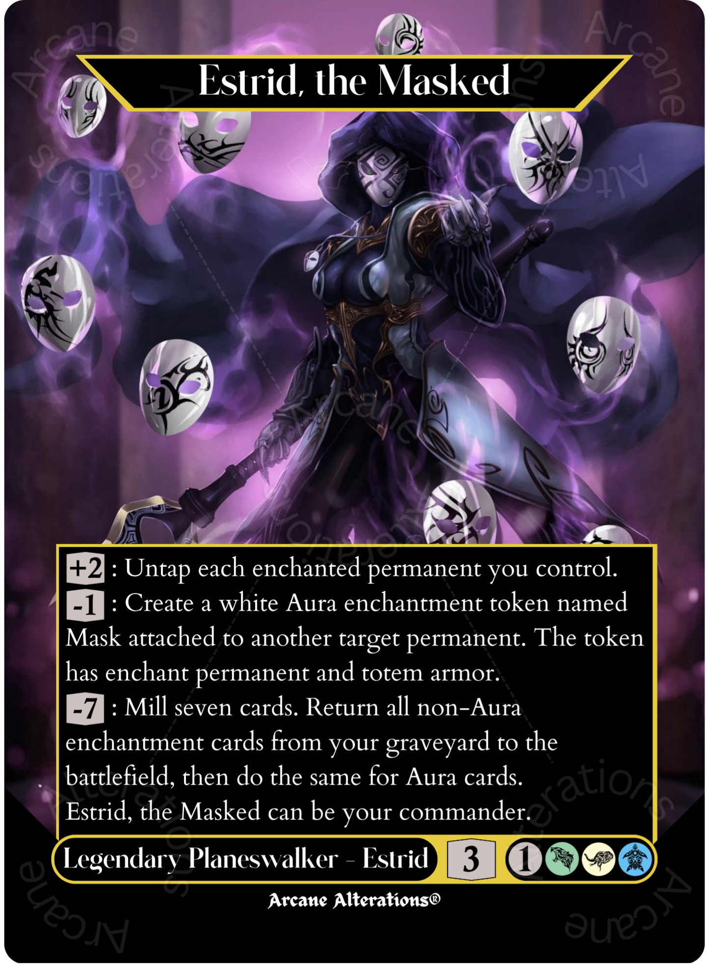 Estrid, the Masked - Full Art Altered Art Custom Proxy Cards