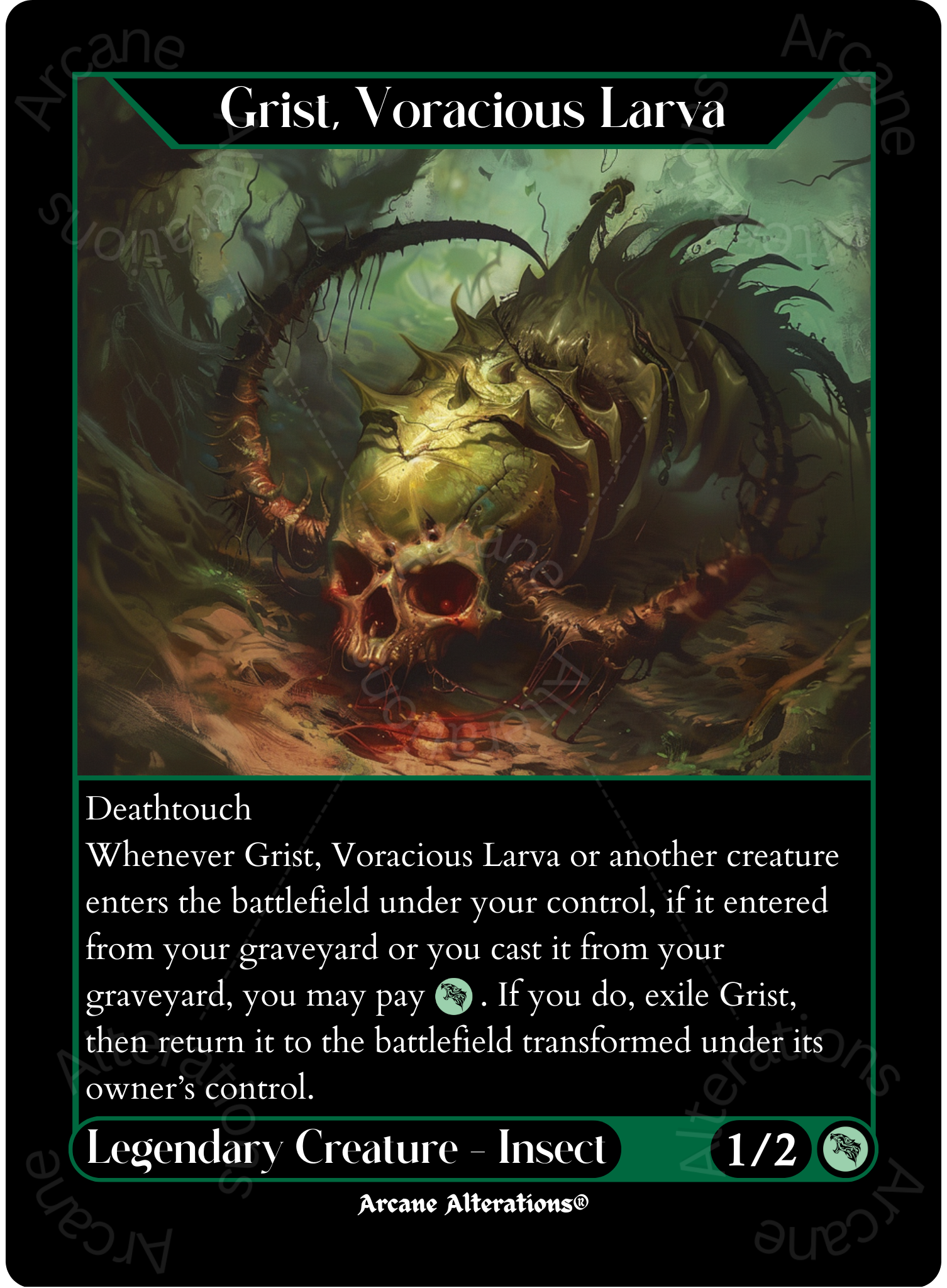 Grist, Voracious Larva - High Quality Altered Art Custom Proxy Cards Grist, Voracious Larva - High Quality Altered Art Custom Proxy Cards
