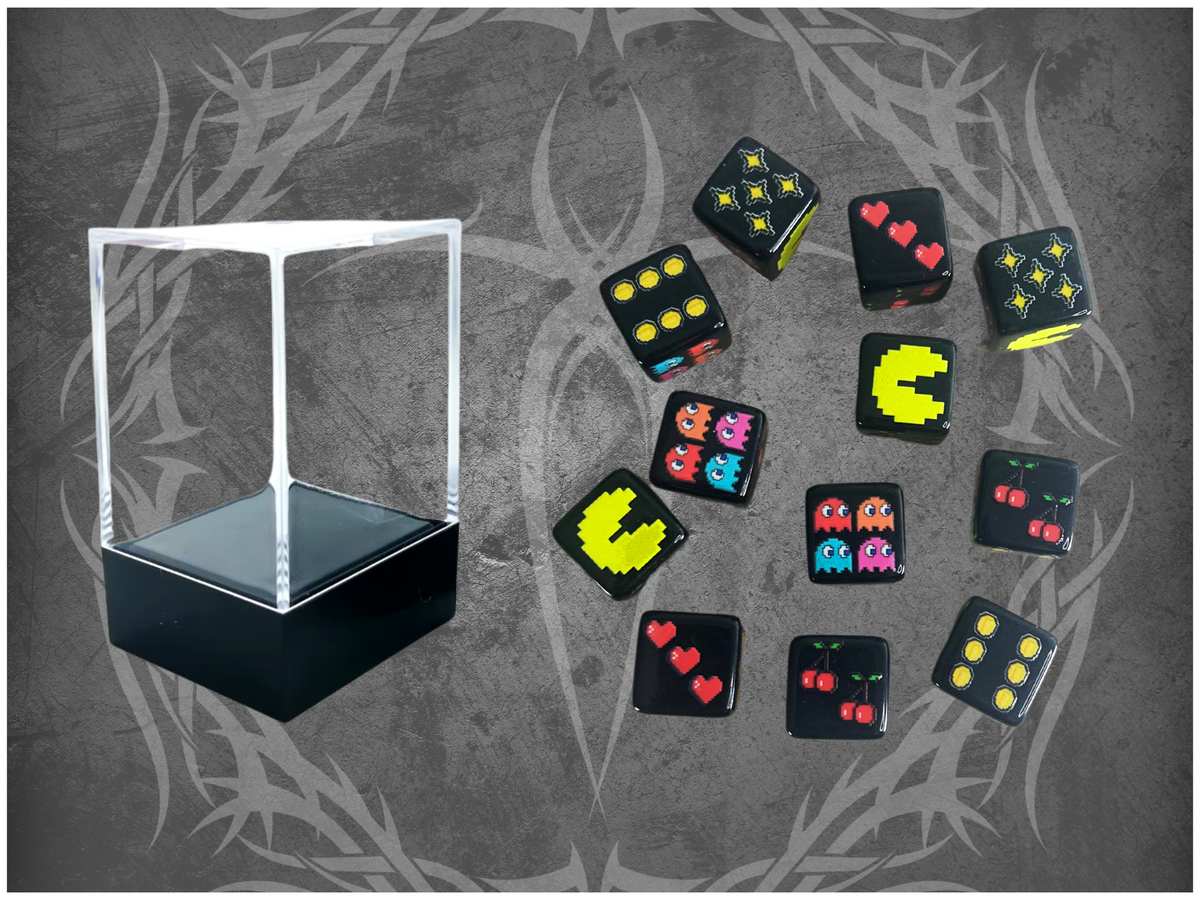Retro Arcade D6 Dice Counters 16mm Square Edges 12 Pack