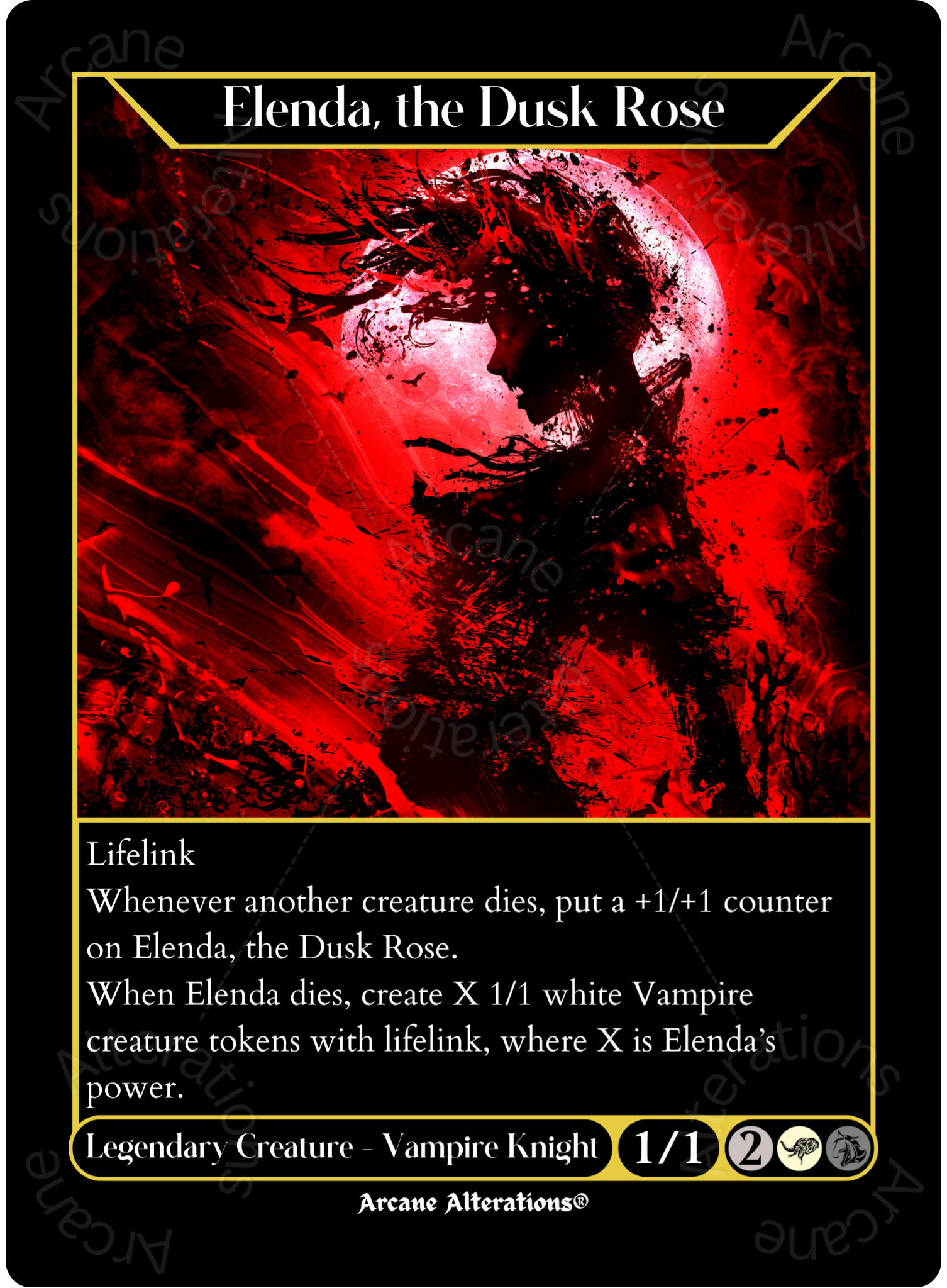 Elenda, the Dusk Rose - High Quality Altered Art Custom Proxy Cards Elenda, the Dusk Rose - High Quality Altered Art Custom Proxy Cards