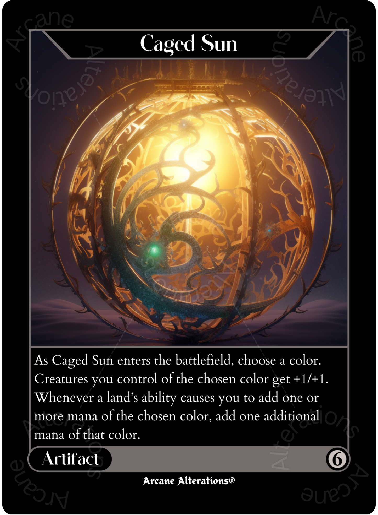 Caged Sun - High Quality Altered Art Custom Proxy Cards