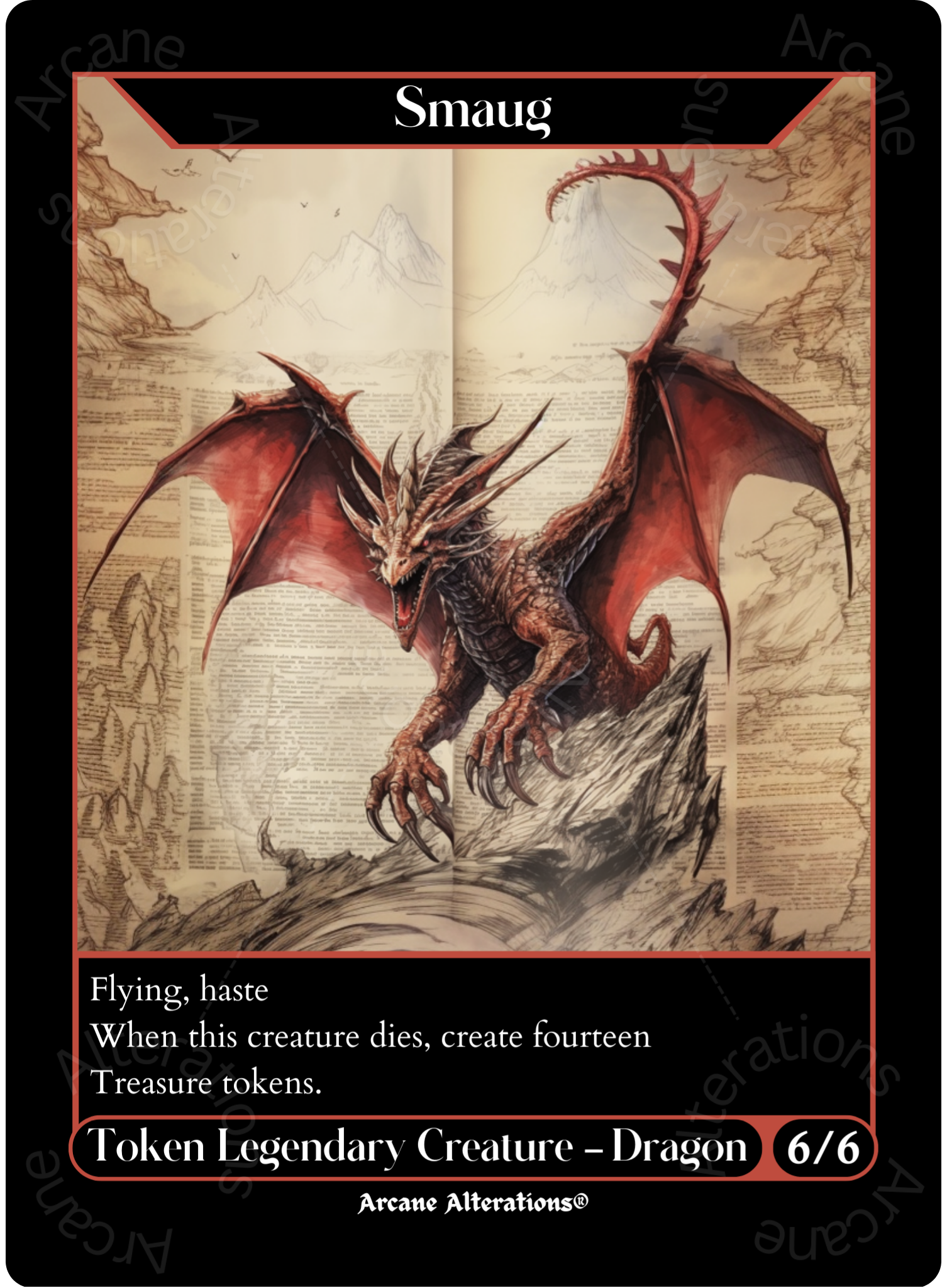 Smaug Token - High Quality Altered Art Custom Proxy Cards Arcane Alterations Smaug Token - High Quality Altered Art Custom Proxy Cards Arcane Alterations