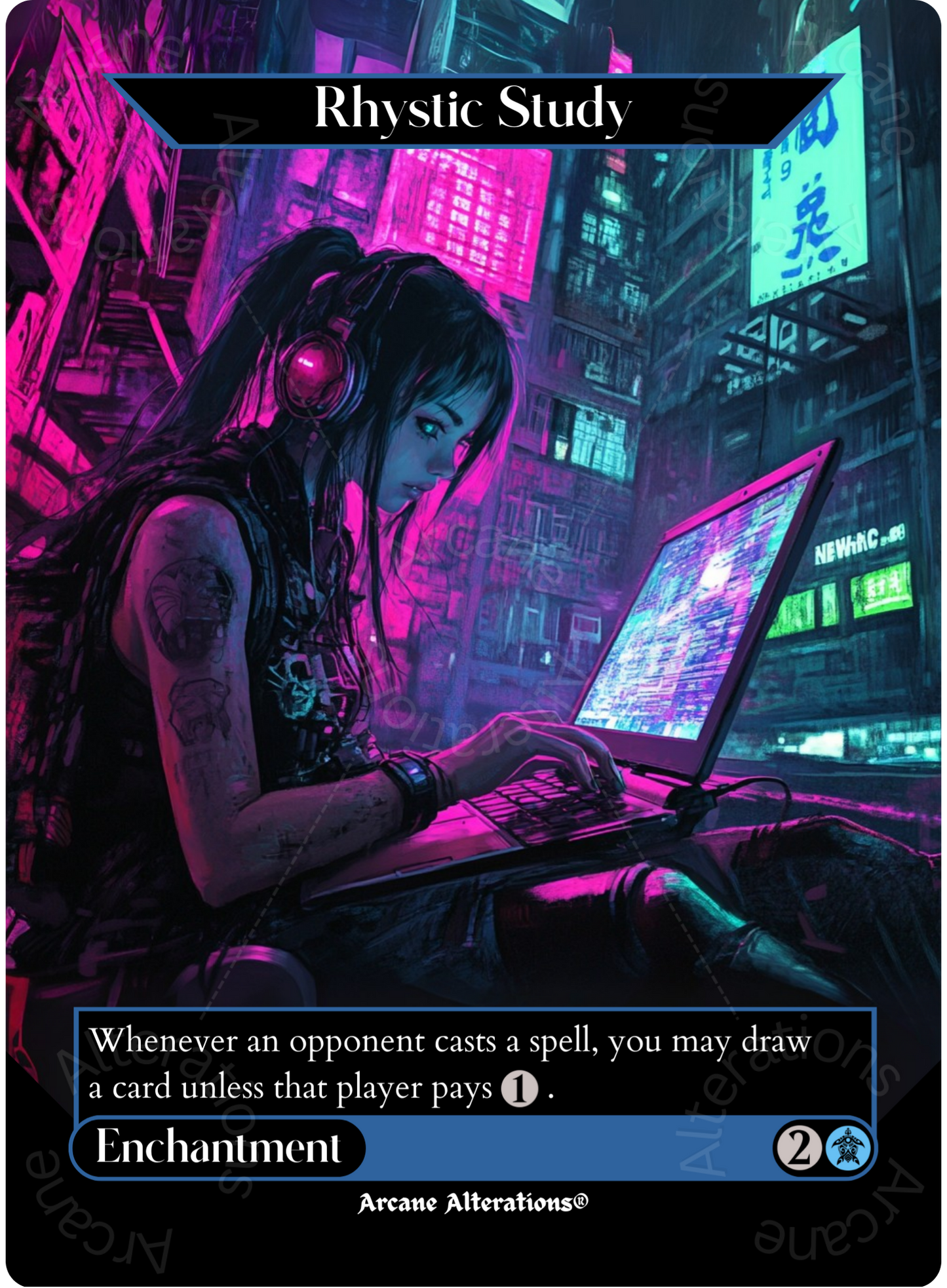 Rhystic Study - Full Art Altered Art Custom Proxy Cards