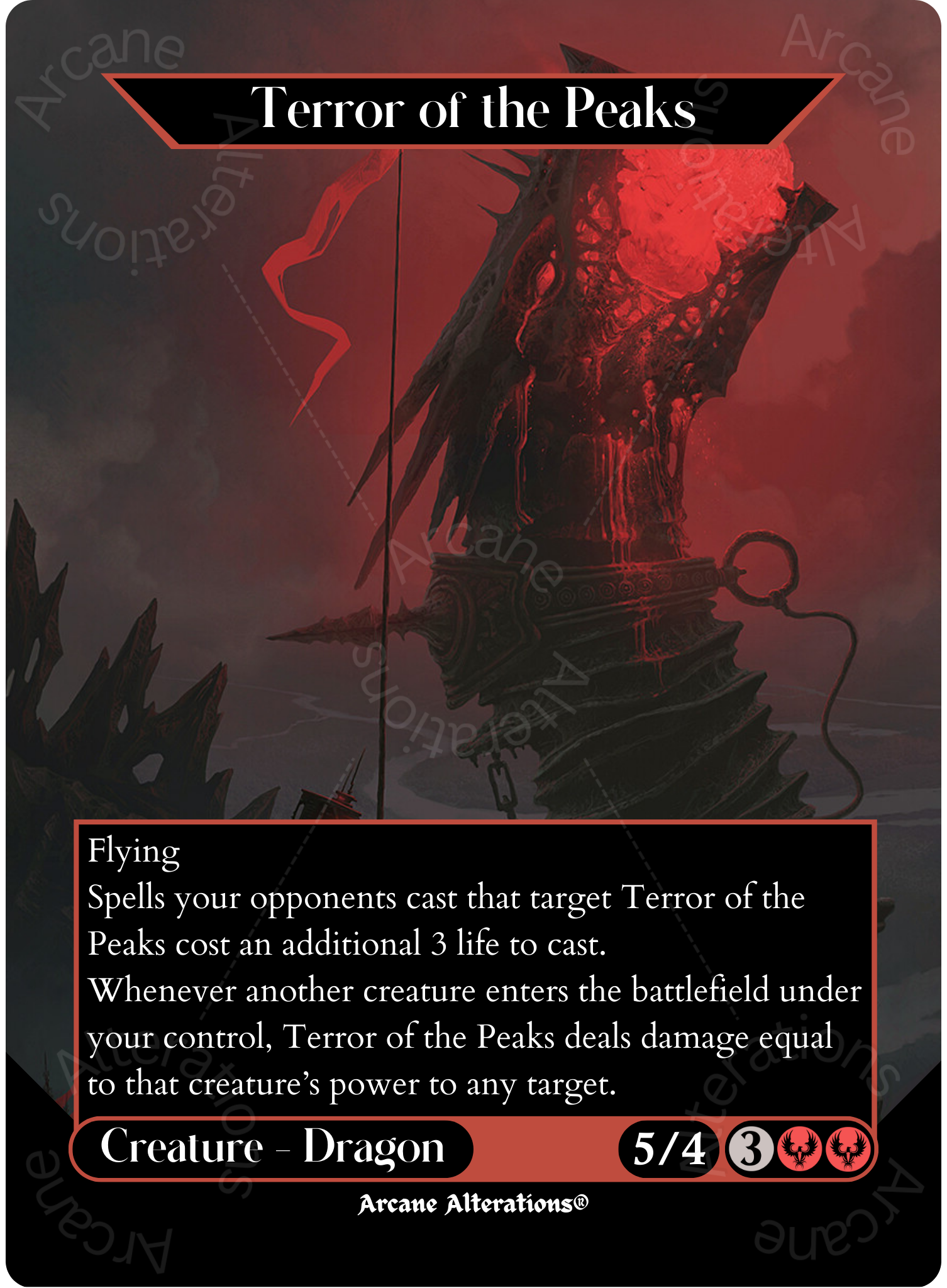 mtg alter cards Terror of the Peaks - Full Art Altered Art Custom Proxy Cards