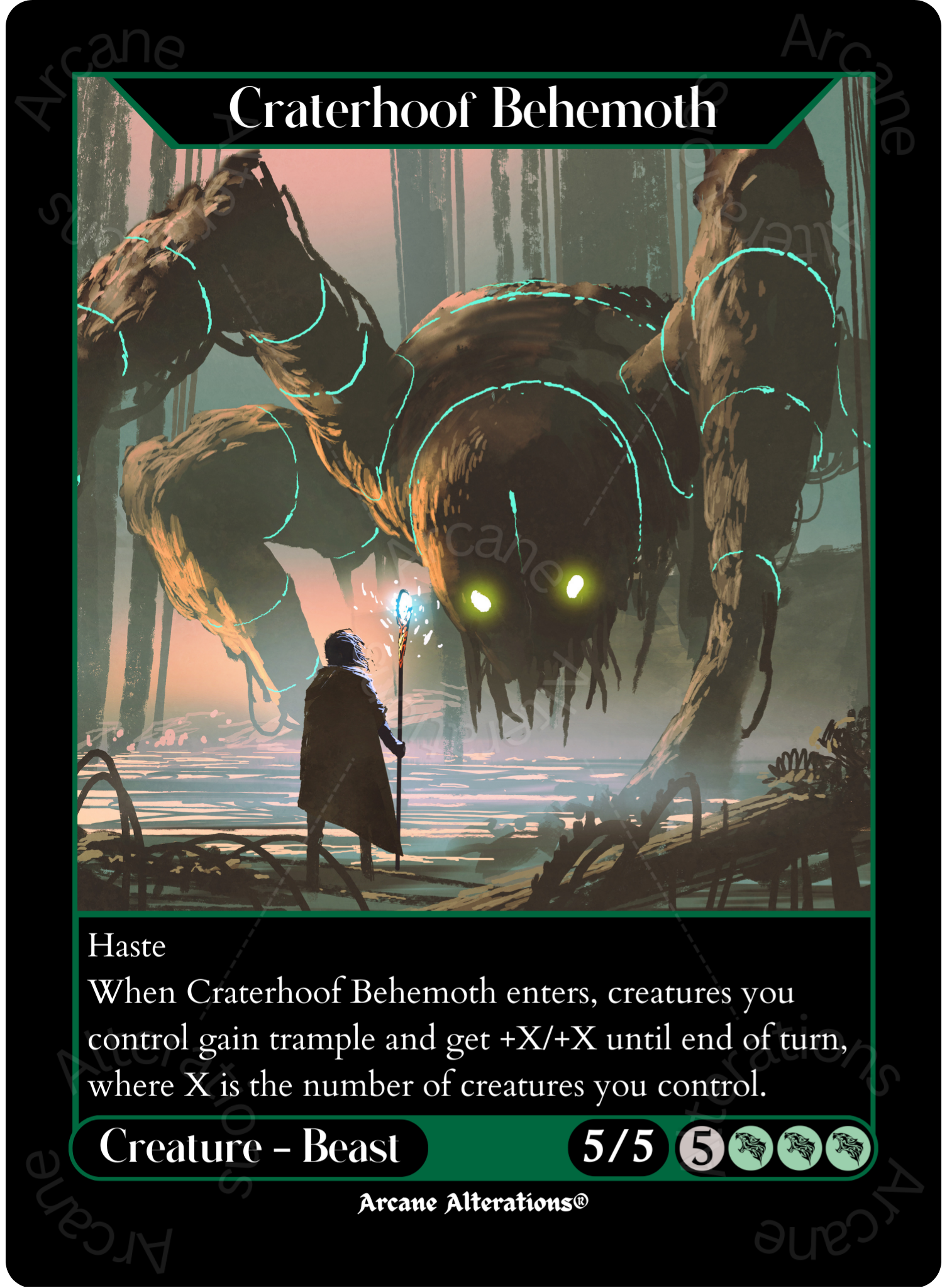Craterhoof Behemoth - High Quality Altered Art Custom Proxy Cards Craterhoof Behemoth - High Quality Altered Art Custom Proxy Cards