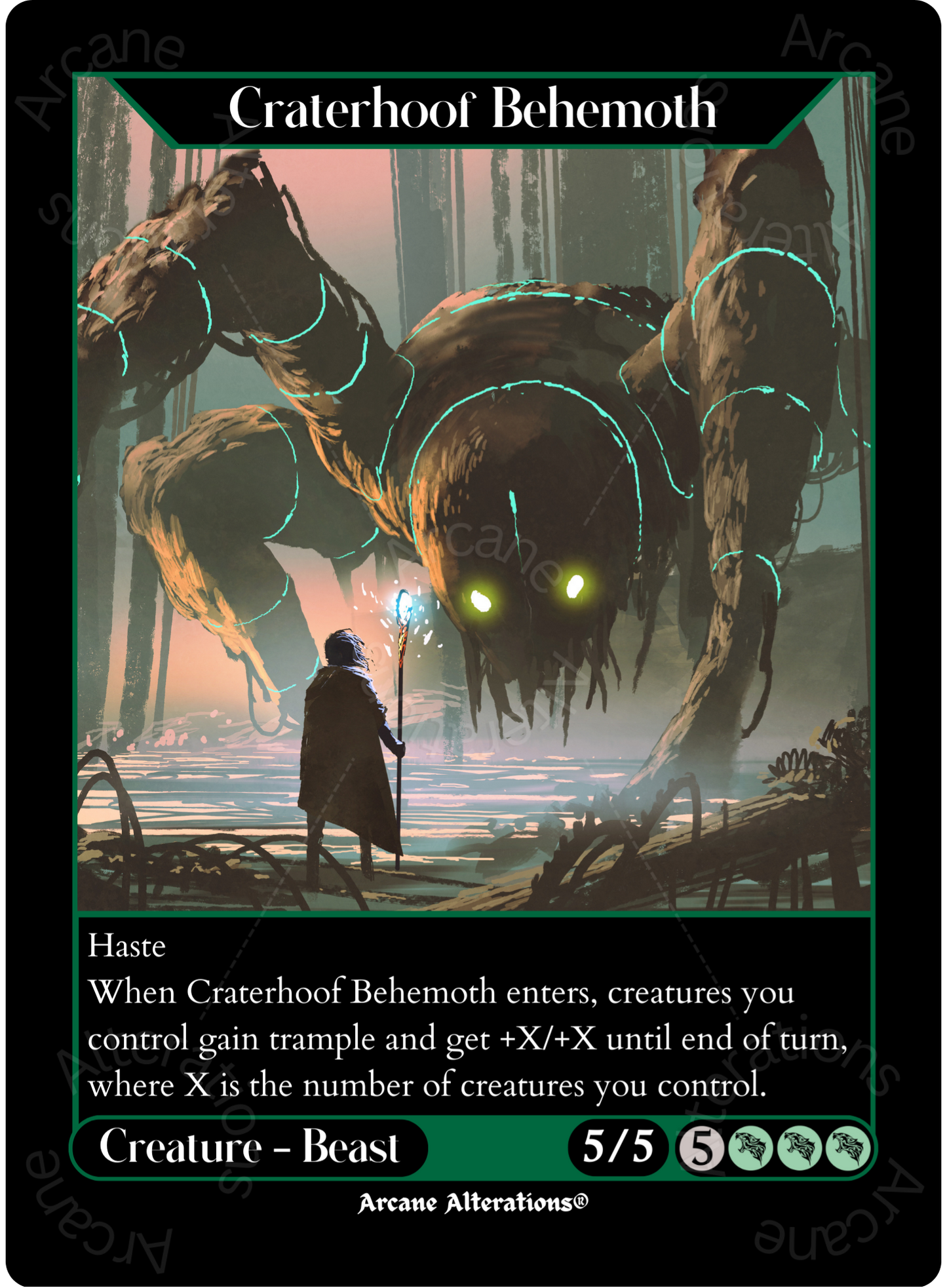 Craterhoof Behemoth - High Quality Altered Art Custom Proxy Cards