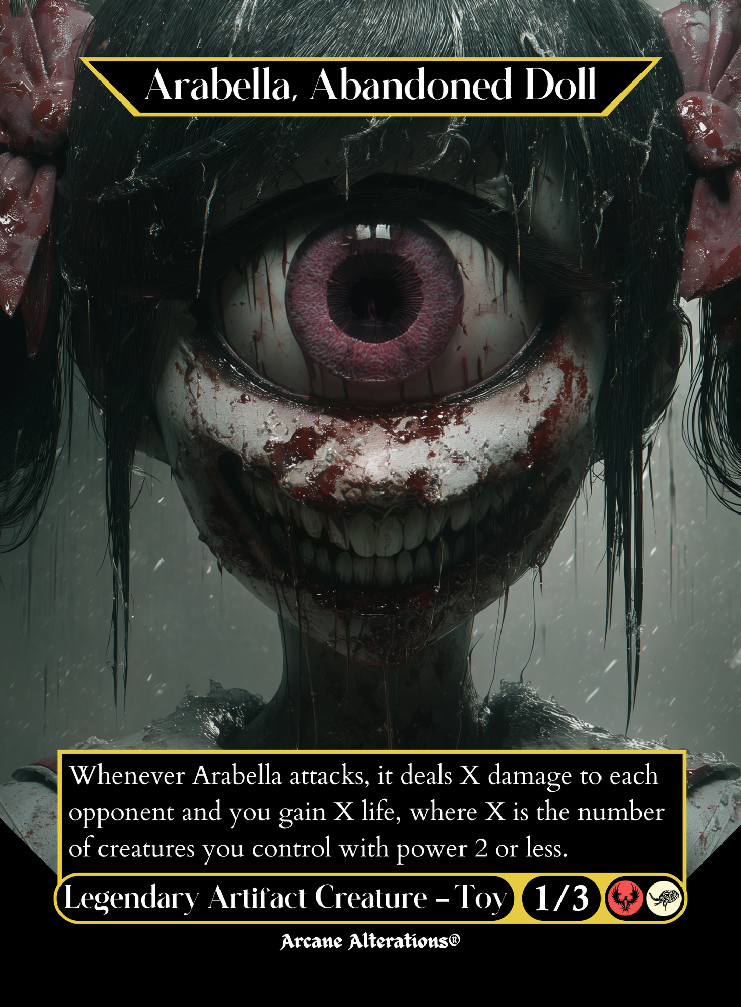 Arabella, Abandoned Doll - Full Art Altered Art Custom Proxy Cards