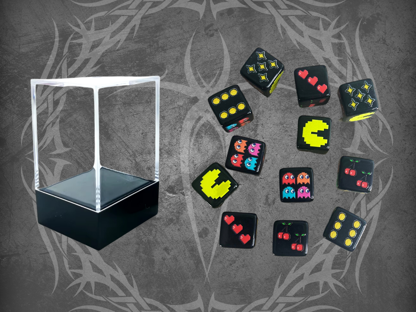 Retro Arcade D6 Dice Counters 16mm Square Edges 12 Pack