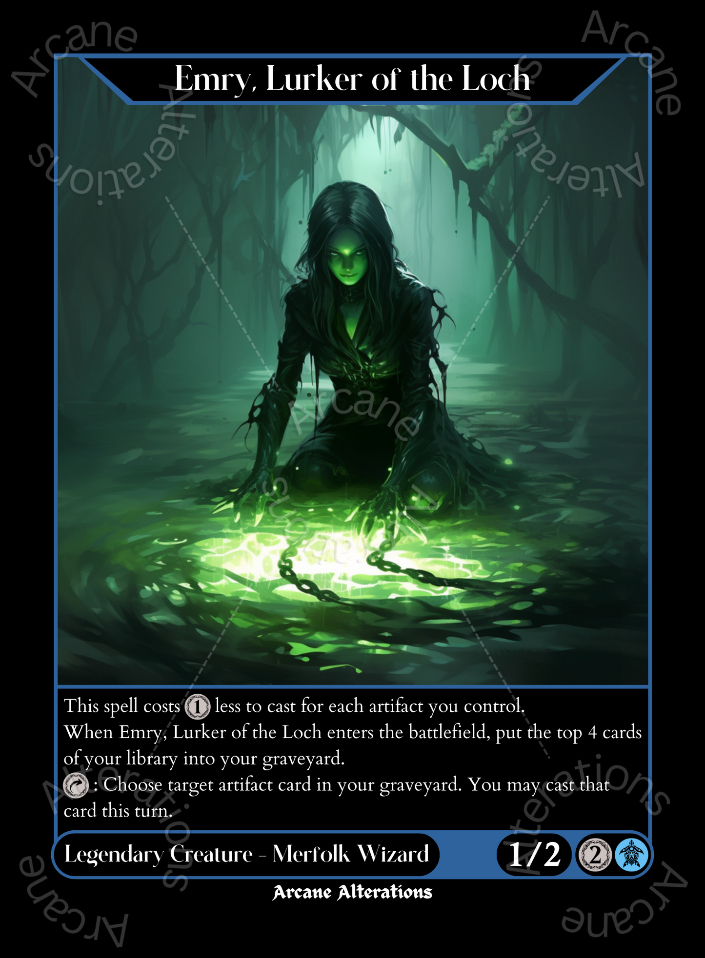 Emry, Lurker of the Loch - High Quality Altered Art Custom Proxy Cards
