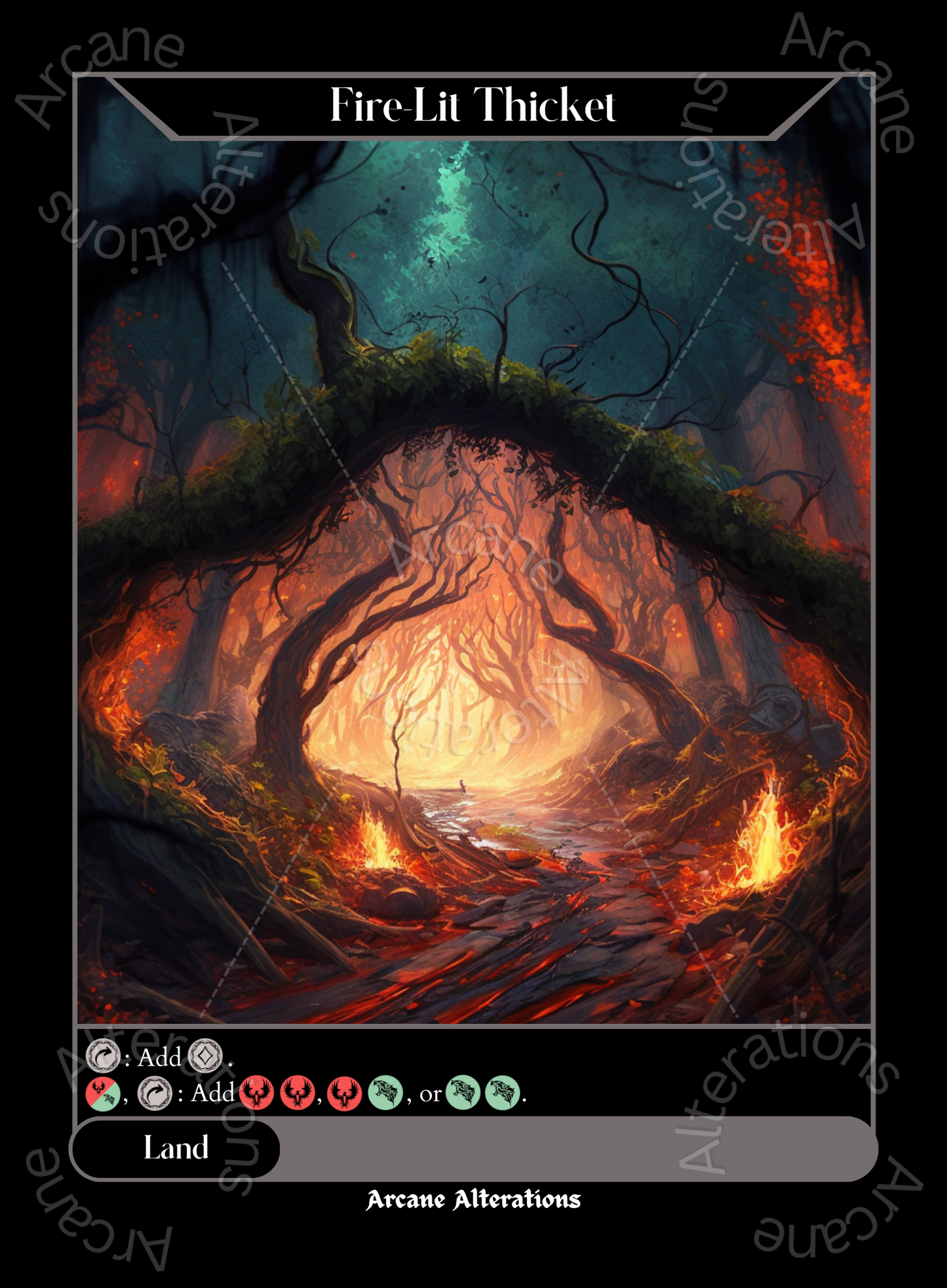 Fire-Lit Thicket - High Quality Altered Art Custom Proxy Cards