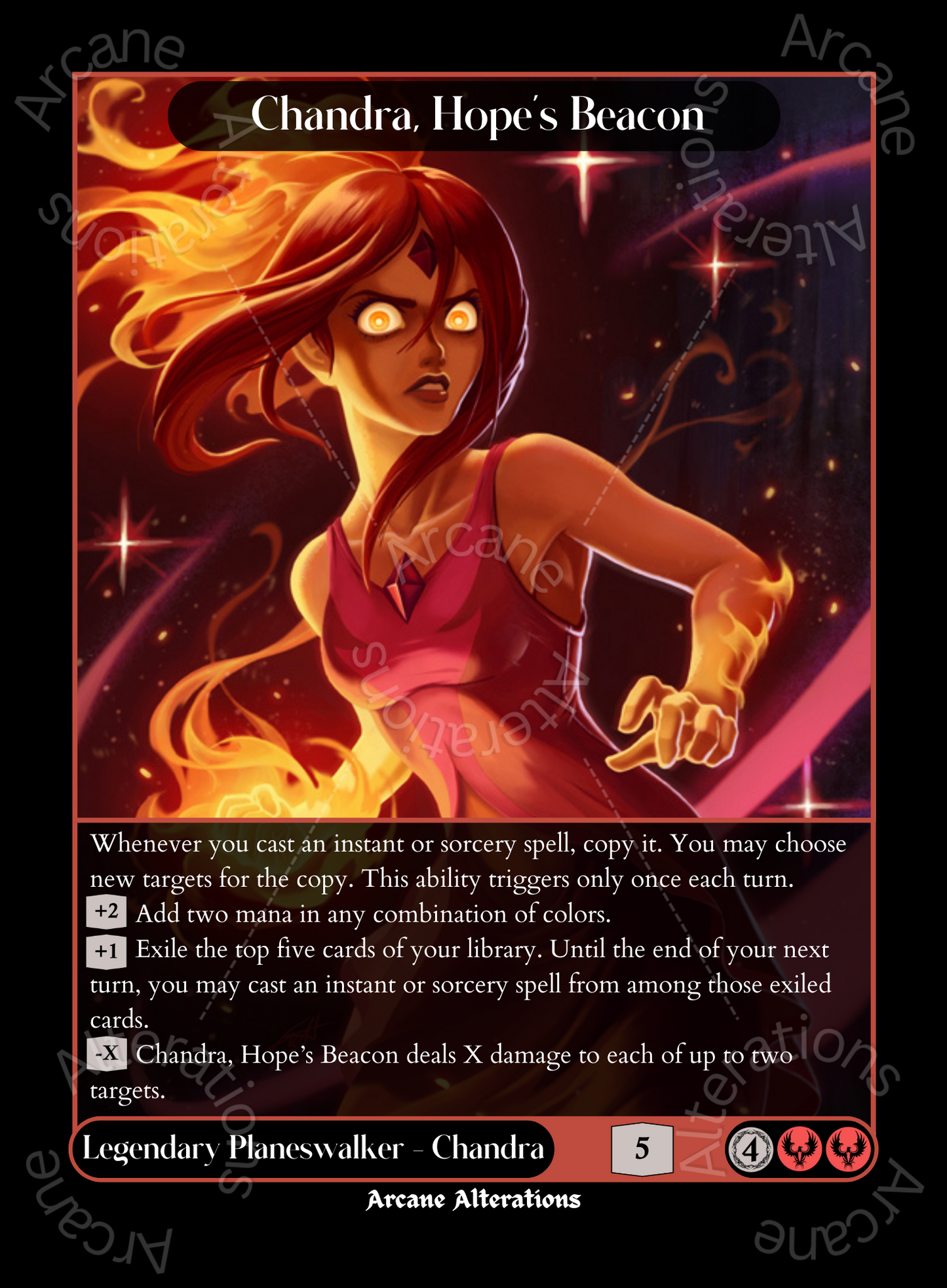 Chandra, Hope's Beacon Flame Princess Adventure Time Crossover Single - High Quality Altered Art Custom Proxy Cards