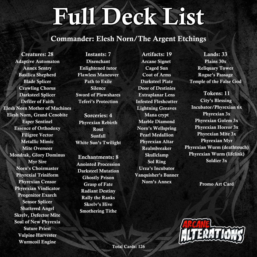 Elesh Norn Phyrexian Tribal Commander Deck Fully Customized