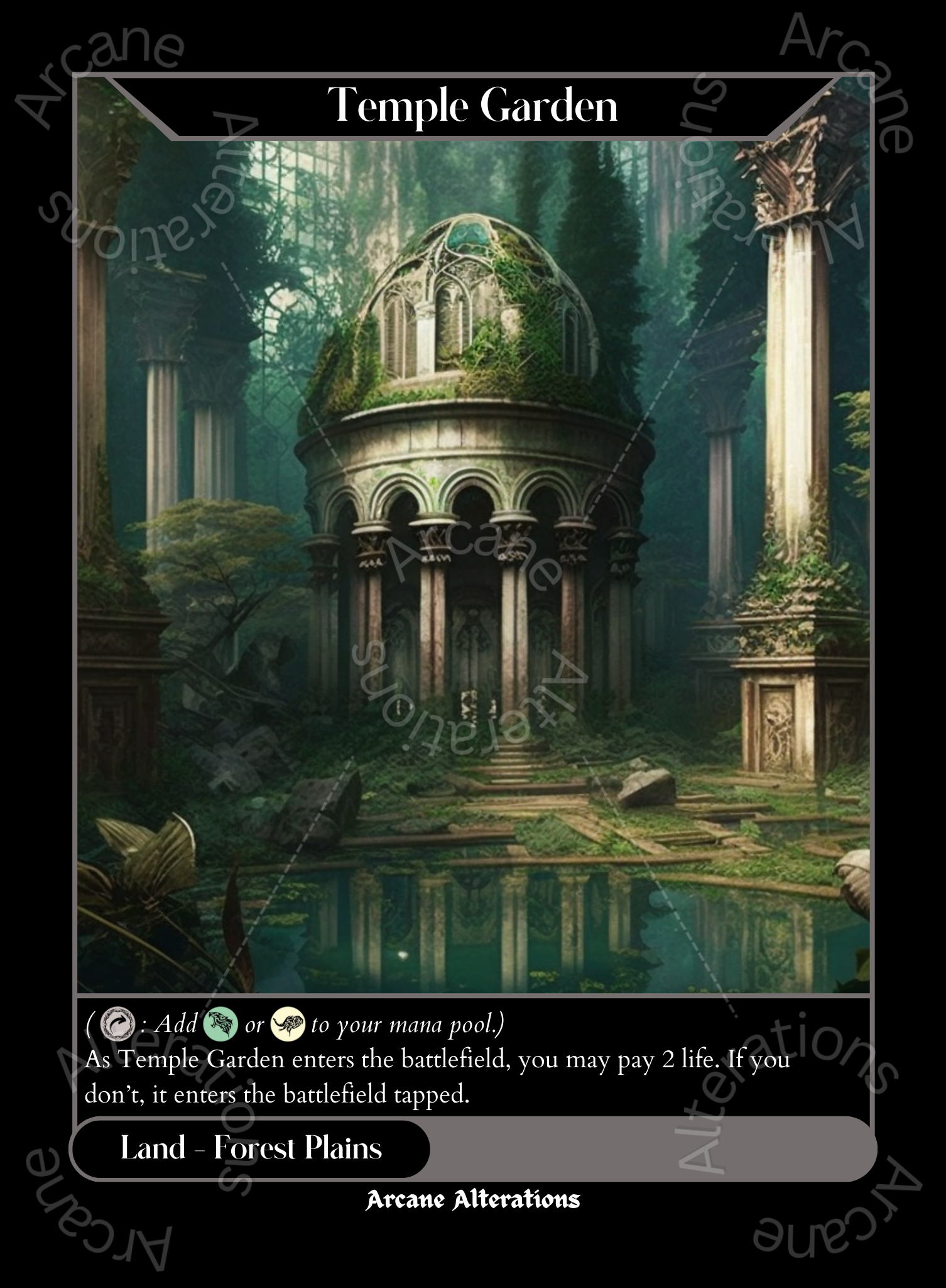 Temple Garden - High Quality Altered Art Custom Proxy Cards Arcane Alterations Temple Garden - High Quality Altered Art Custom Proxy Cards Arcane Alterations